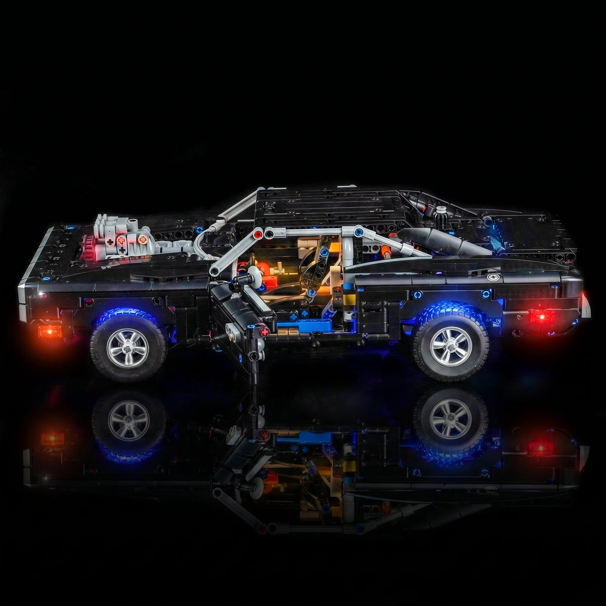 Bright My Bricks LED lights for LEGO® Technic Fast and Furious Dodge Charger R/T #42231 — night-mode display glow