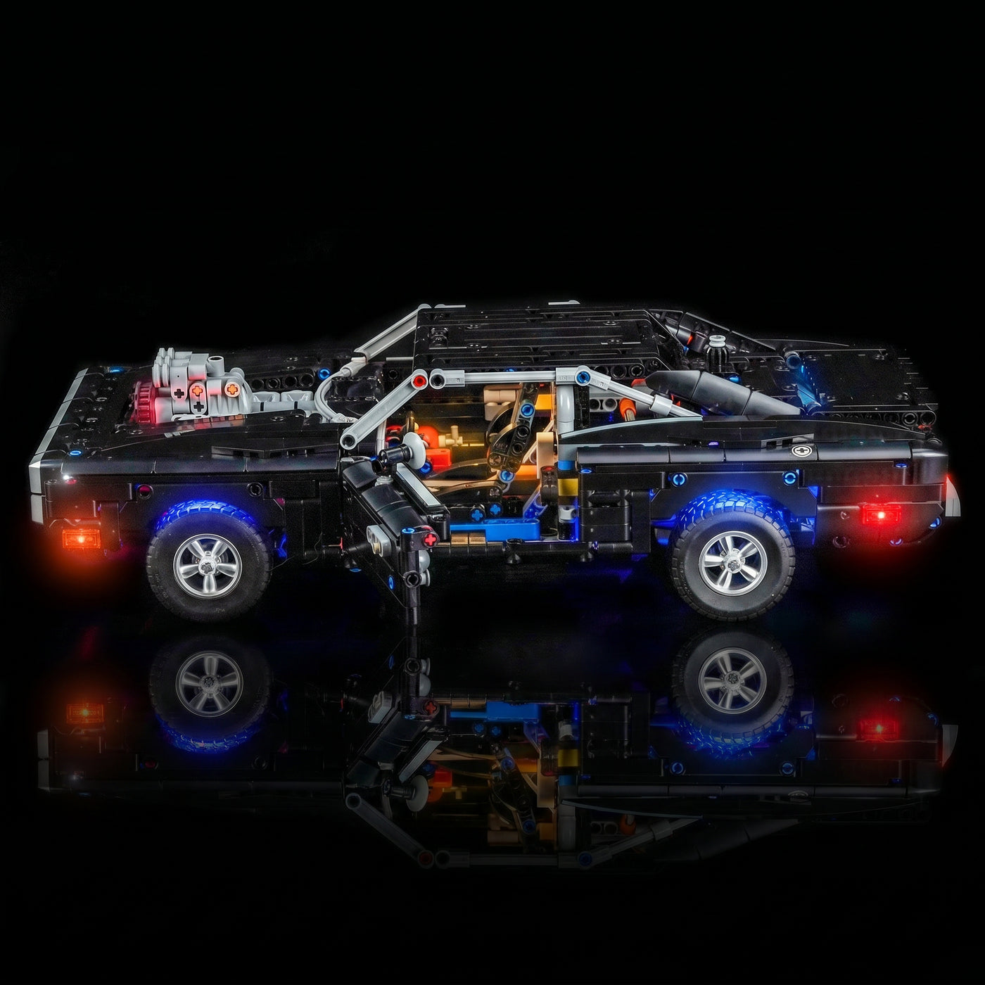 Bright My Bricks LED lights for LEGO® Technic Fast and Furious Dodge Charger R/T #42231 — night-mode display glow