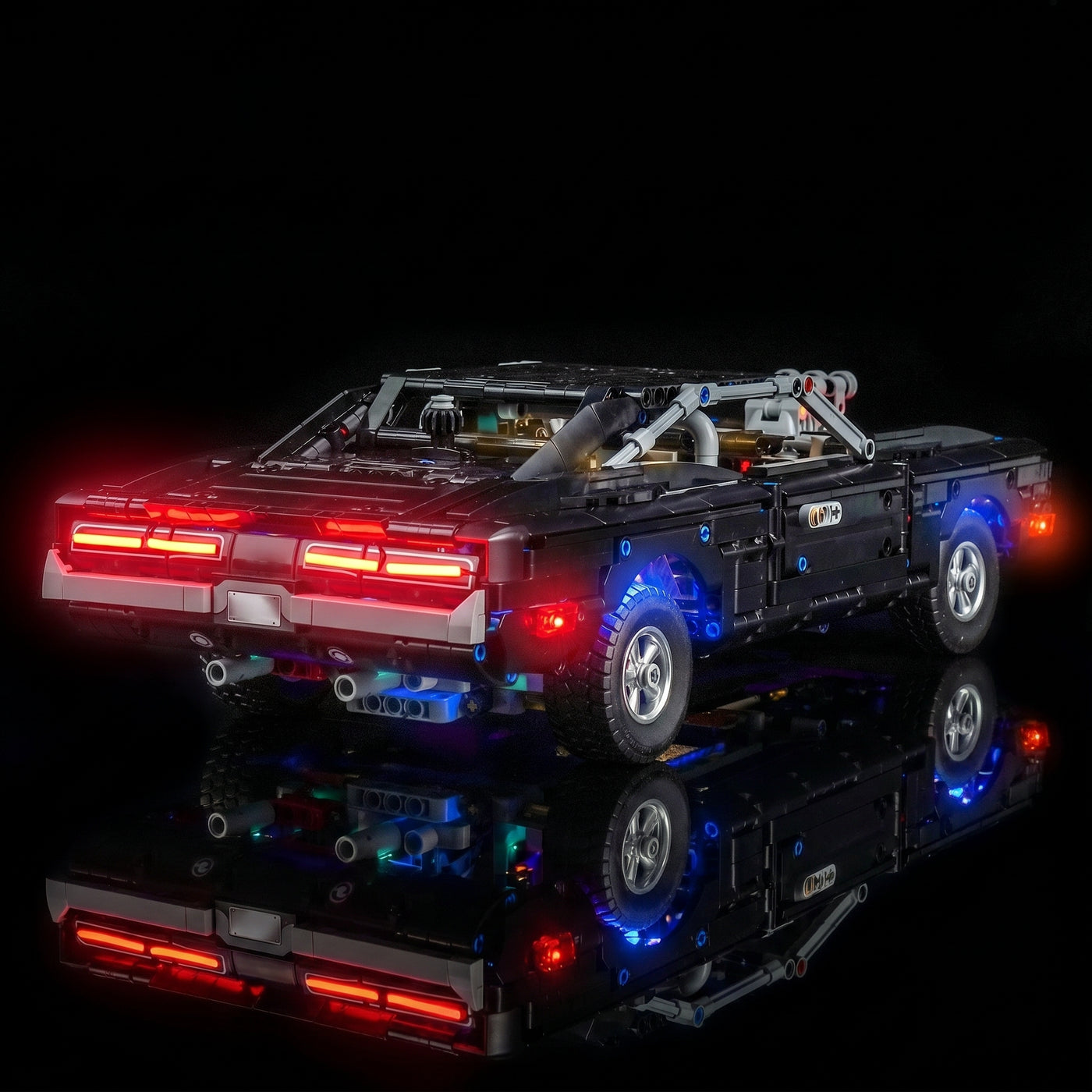 premium LED light kit for LEGO® Technic Fast and Furious Dodge Charger R/T #42231, LED strips and bricks detail