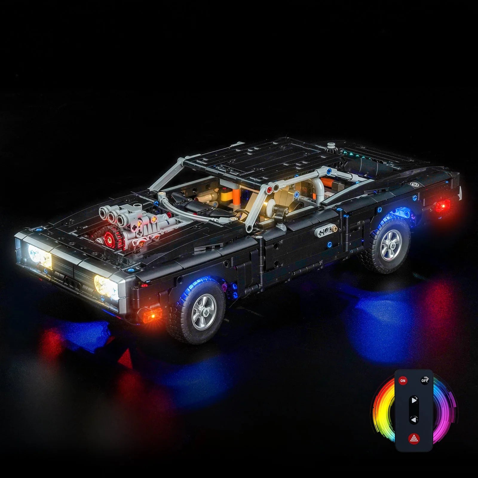 LEGO Technic Fast and Furious Dodge Charger R/T #42231 with premium LED kit
