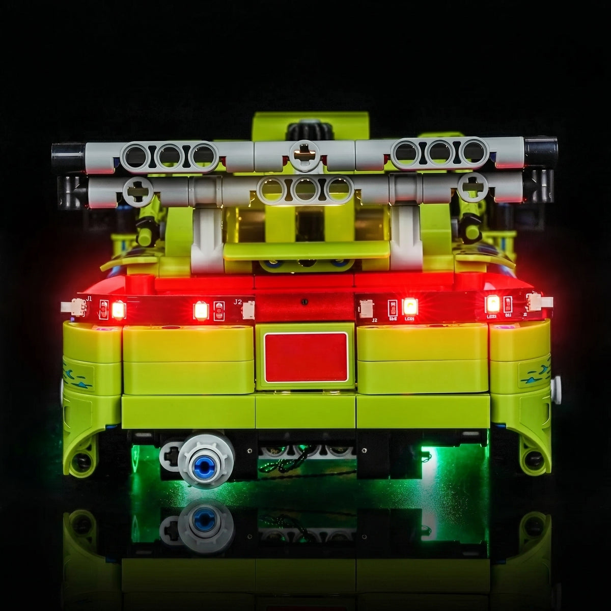 premium LED light kit for LEGO® Technic Fast and Furious Mitsubishi Eclipse #42229, before-and-after lighting