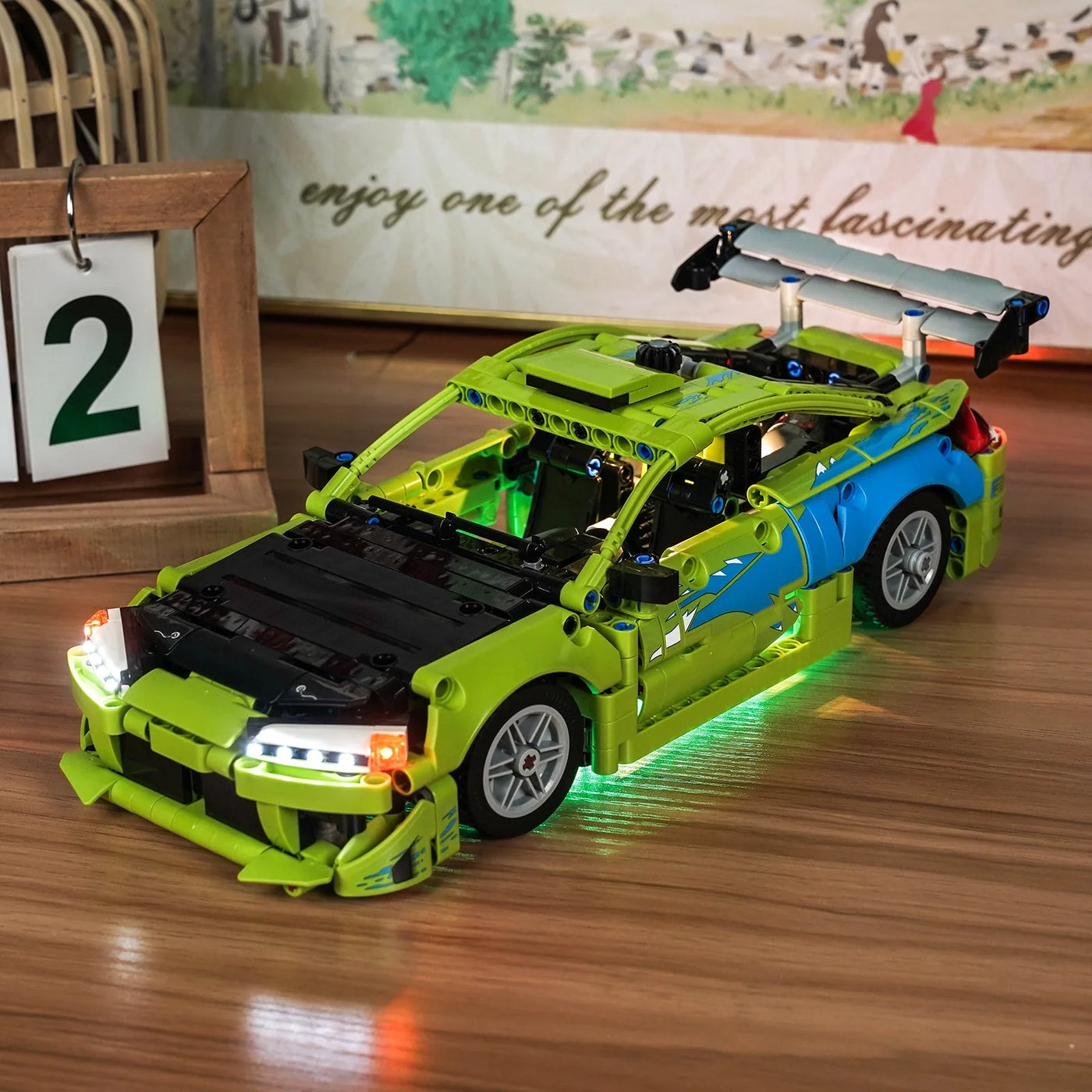 LEGO® Technic Fast and Furious Mitsubishi Eclipse #42229 — warm LED glow detail (DIY LED light kit)