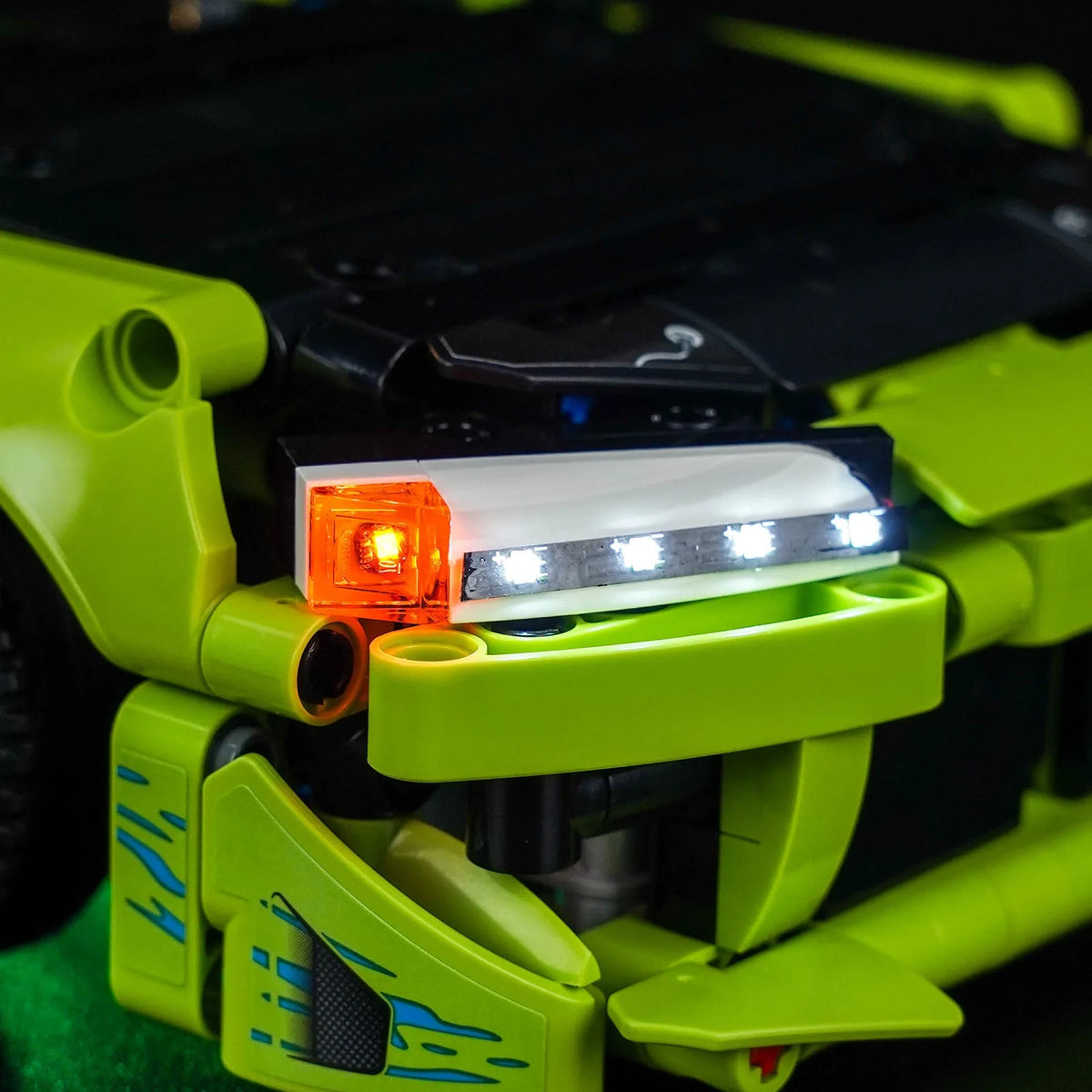 display light kit for LEGO® Technic Fast and Furious Mitsubishi Eclipse #42229, illuminated at night