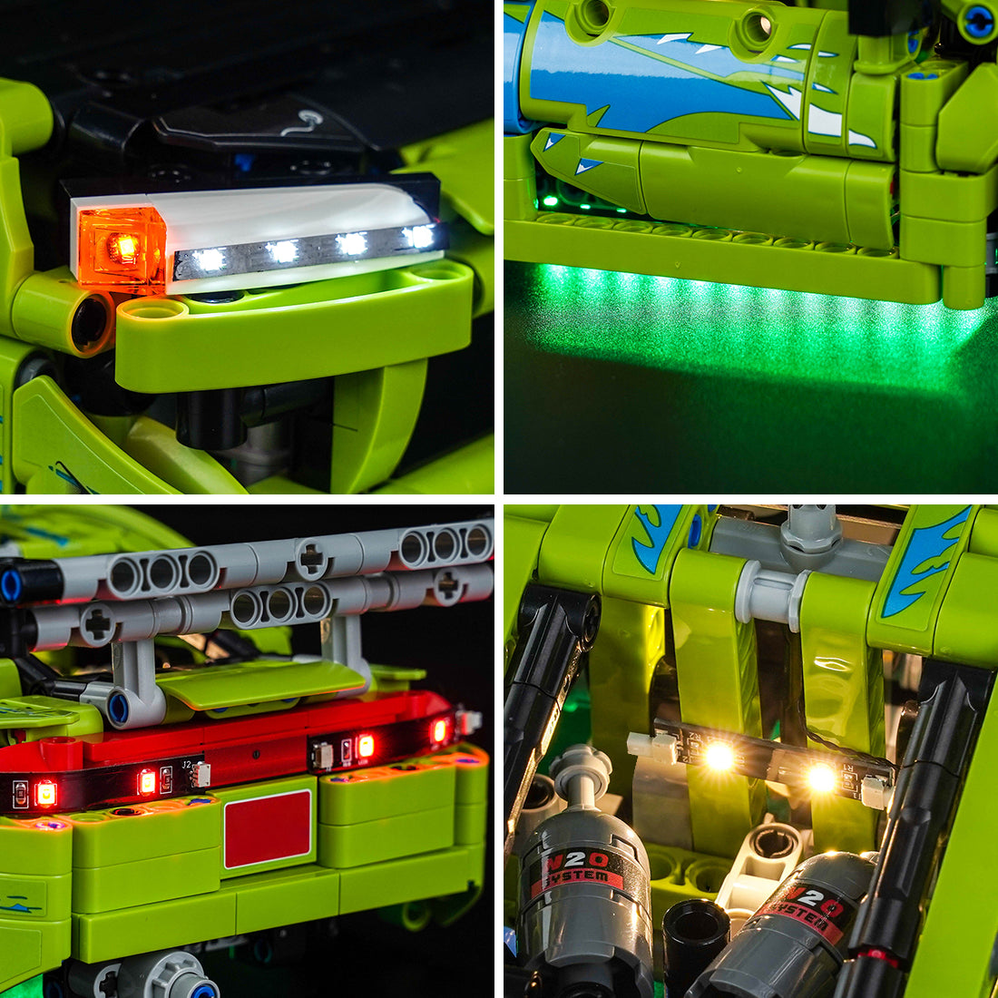 LEGO® Technic Fast and Furious Mitsubishi Eclipse #42229 — fully illuminated on display (LED lighting kit)