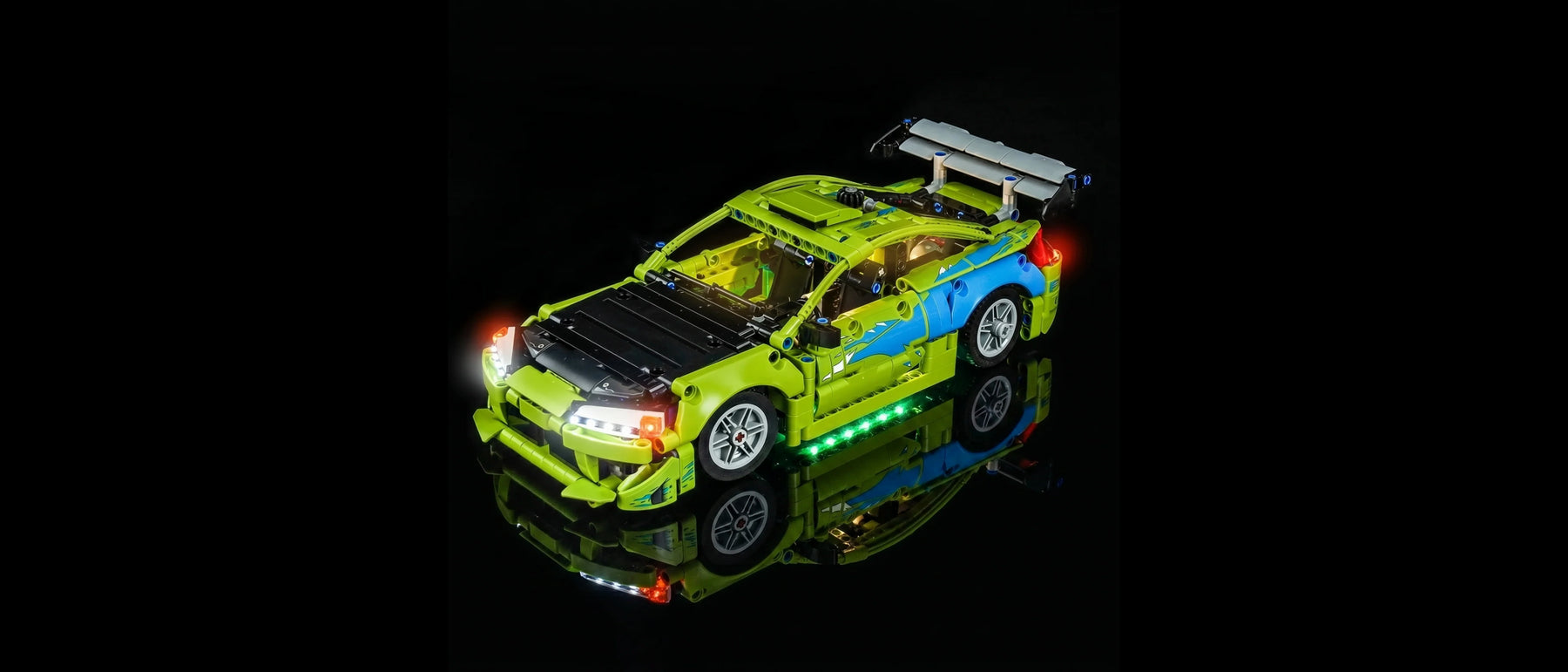LED-Beleuchtungsset für LEGO® Fast and Furious Mitsubishi Eclipse Auto #42229 — lit with the LED light kit