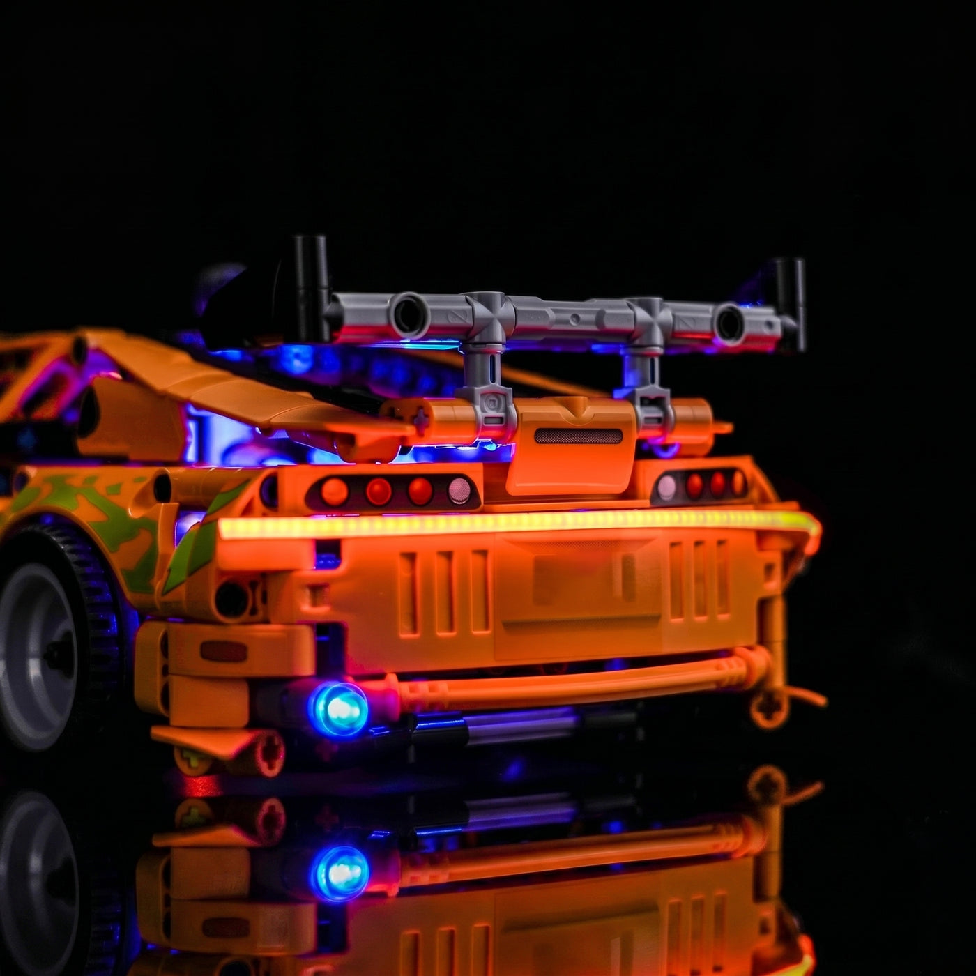 light kit for LEGO® Technic Fast and Furious Toyota Supra MK4 #42204, illuminated at night