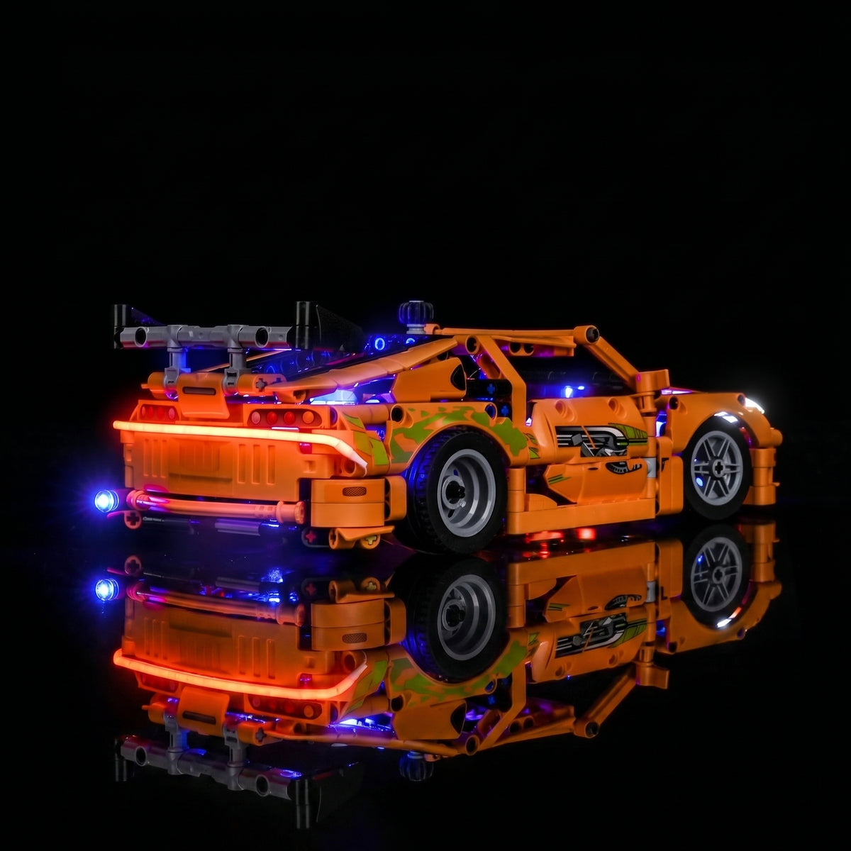 Bright My Bricks LED lights for LEGO® Technic Fast and Furious Toyota Supra MK4 #42204 — close-up of the LED lighting detail