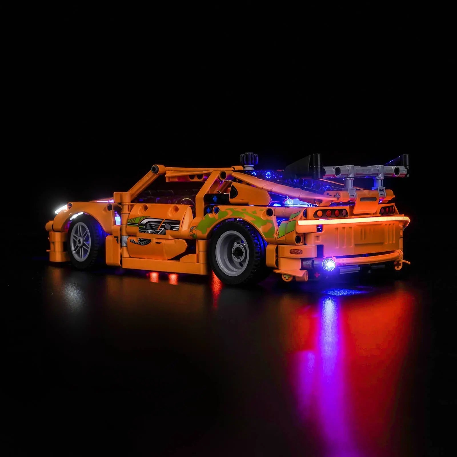 LED lights bring LEGO Technic Fast and Furious Toyota Supra MK4 #42204 to life