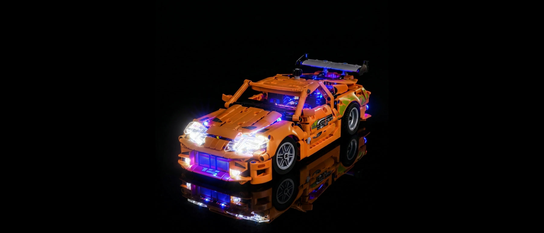 Light Kit for LEGO® Technic™ Fast and Furious Toyota Supra MK4 #42204 — lit with the LED light kit