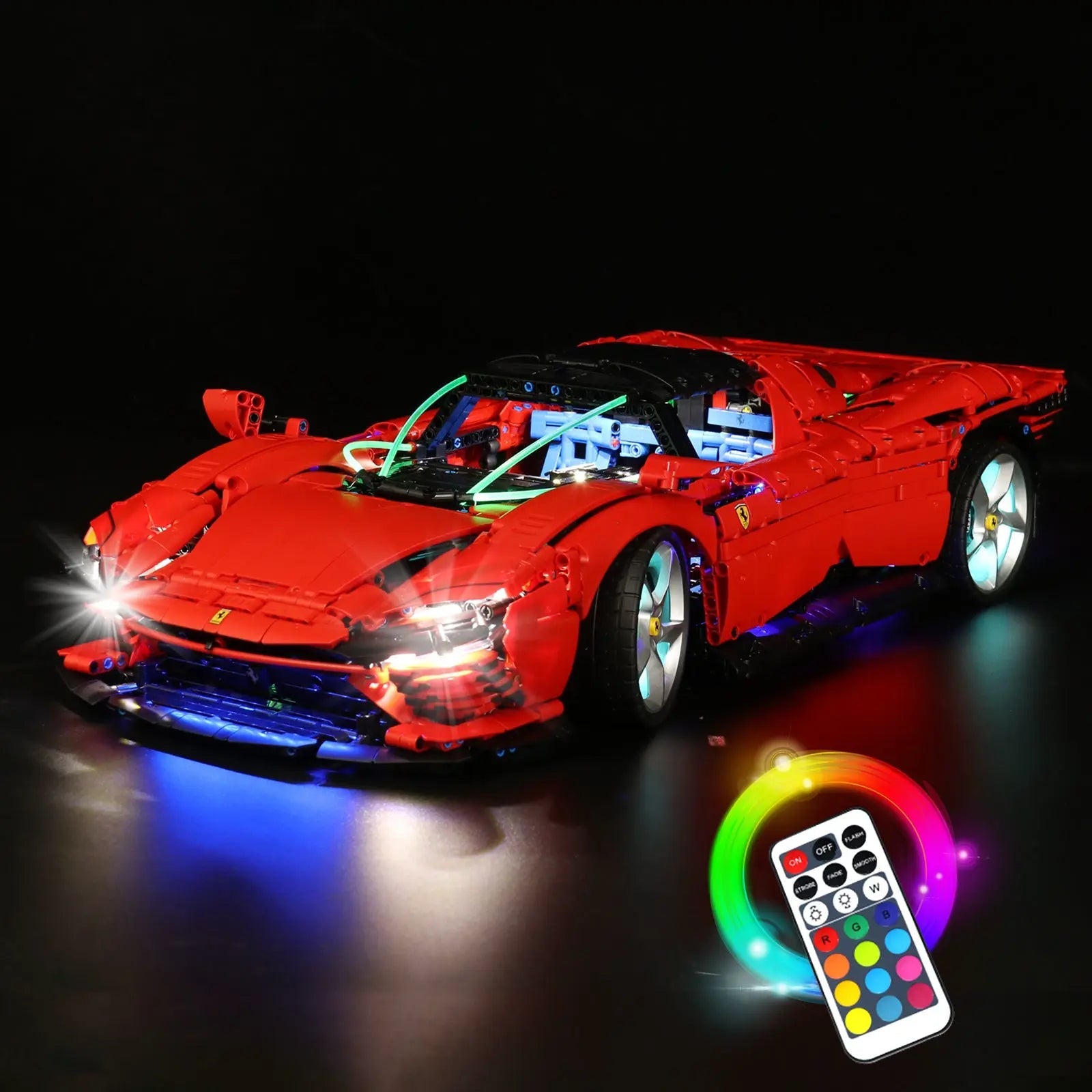 LED lights bring LEGO Technic Ferrari Daytona SP3 #42143 to life