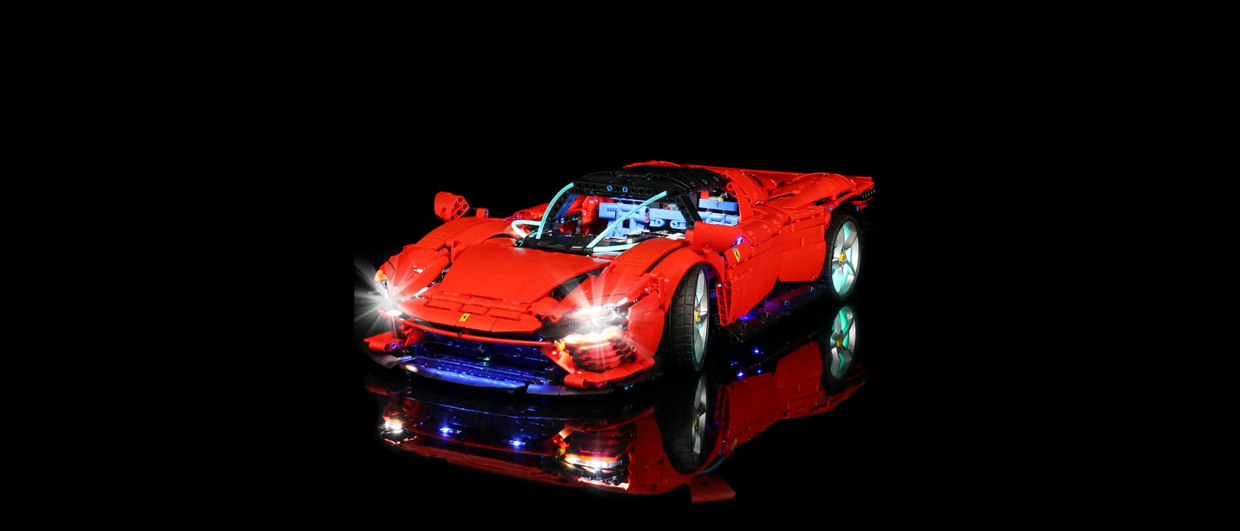 Light Kit for LEGO® Technic Ferrari Daytona SP3 #42143 — lit with the LED light kit