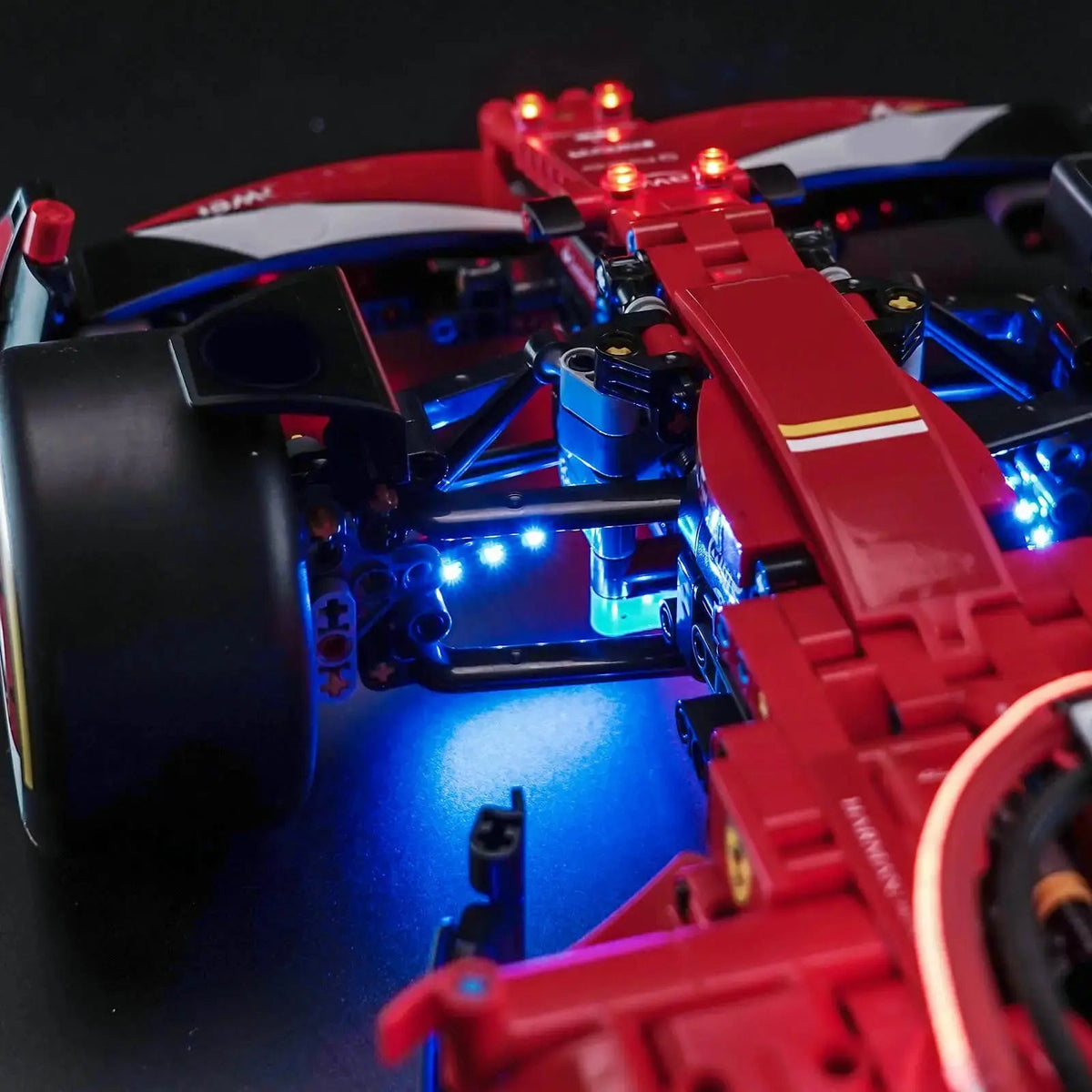 LED light kit for LEGO® Technic Ferrari SF-24 F1 Car #42207, front view fully lit