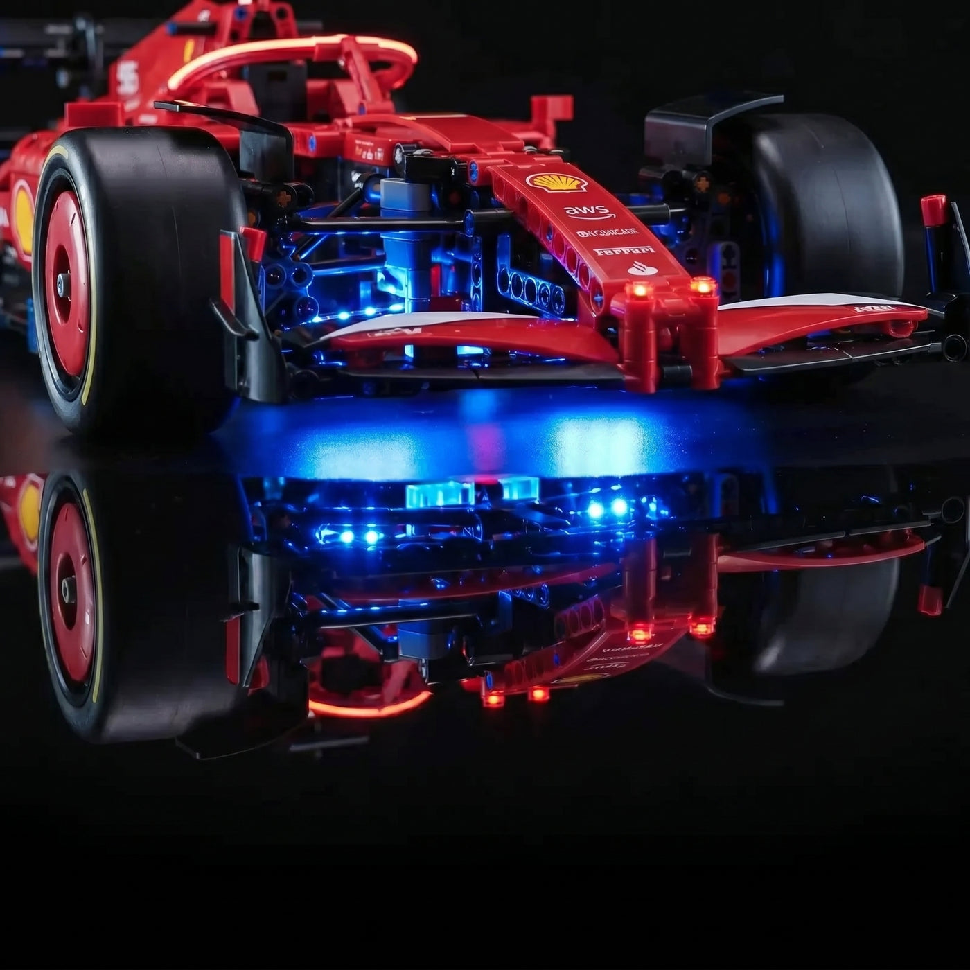 LEGO® Technic Ferrari SF-24 F1 Car #42207 — warm LED glow detail (light kit)