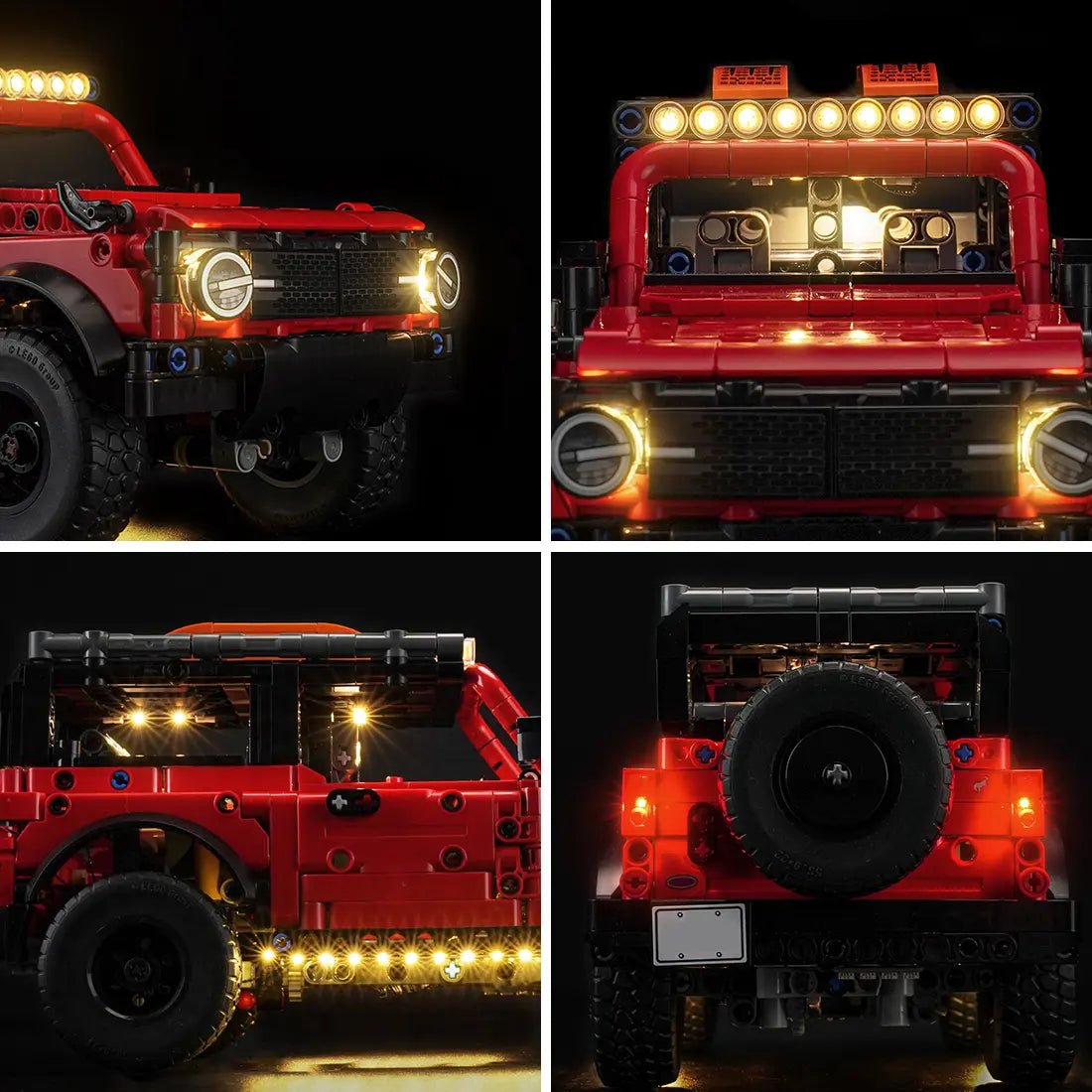 Klassische rote Rücklichter — LED-Beleuchtungsset für LEGO® Ford Bronco® Offroader #42213