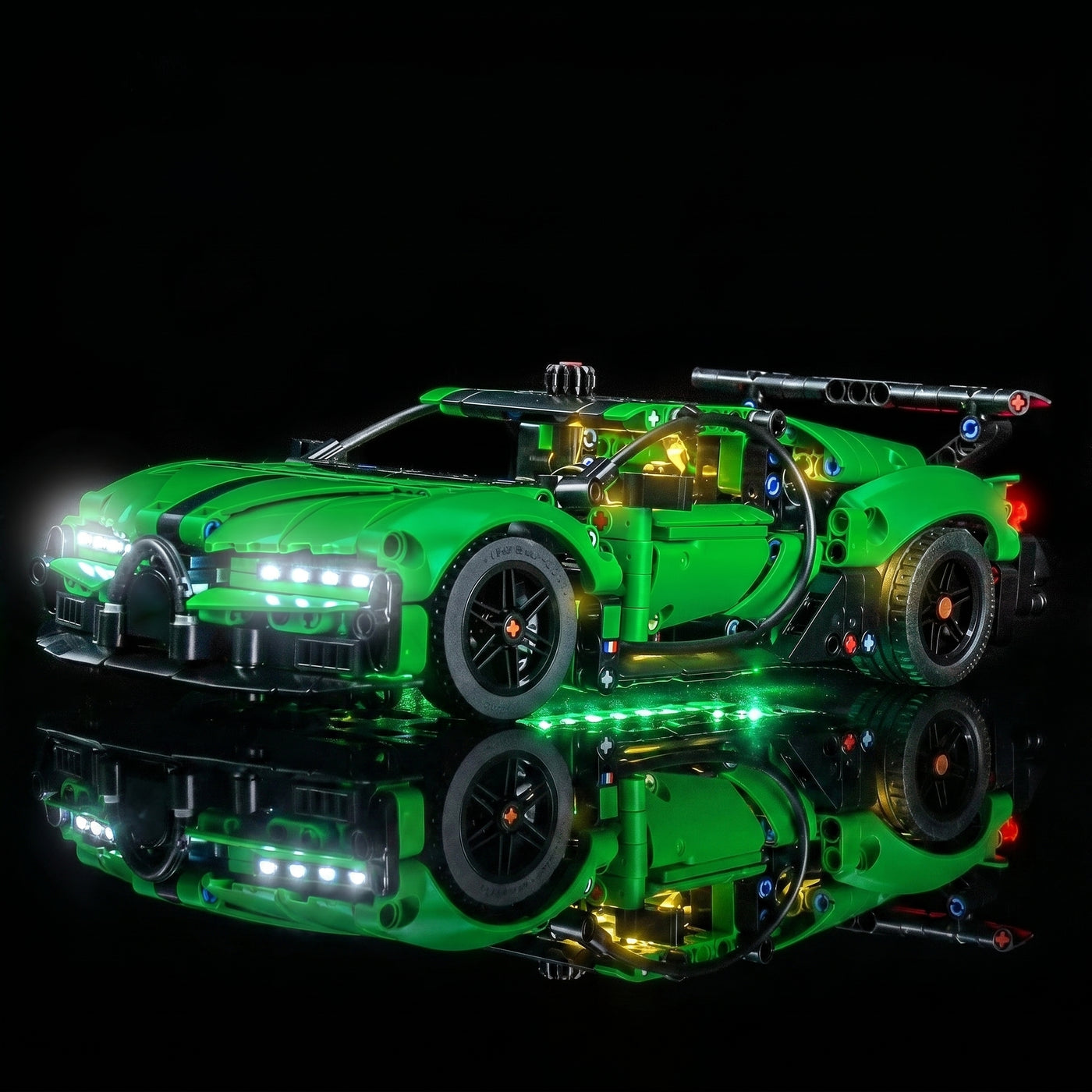night-mode display glow: Bright My Bricks LED lights for LEGO® Technic Green Bugatti Chiron Pur Sport Hypercar #42241