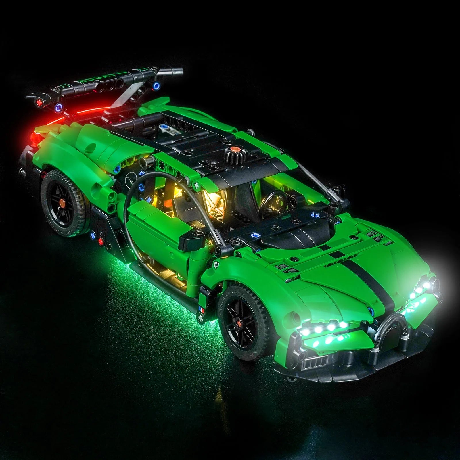 Light Kit LEGO Technic Green Bugatti Chiron Pur Sport Hypercar #42241 display view