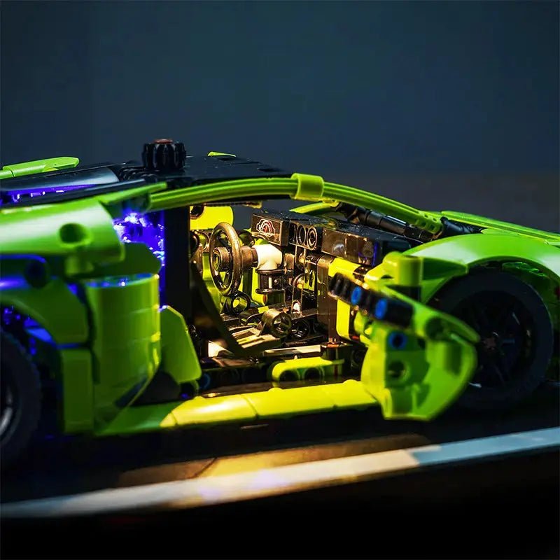 RGB LED light kit for LEGO® Technic Lamborghini Huracán Tecnica #42161, brightened interior detail