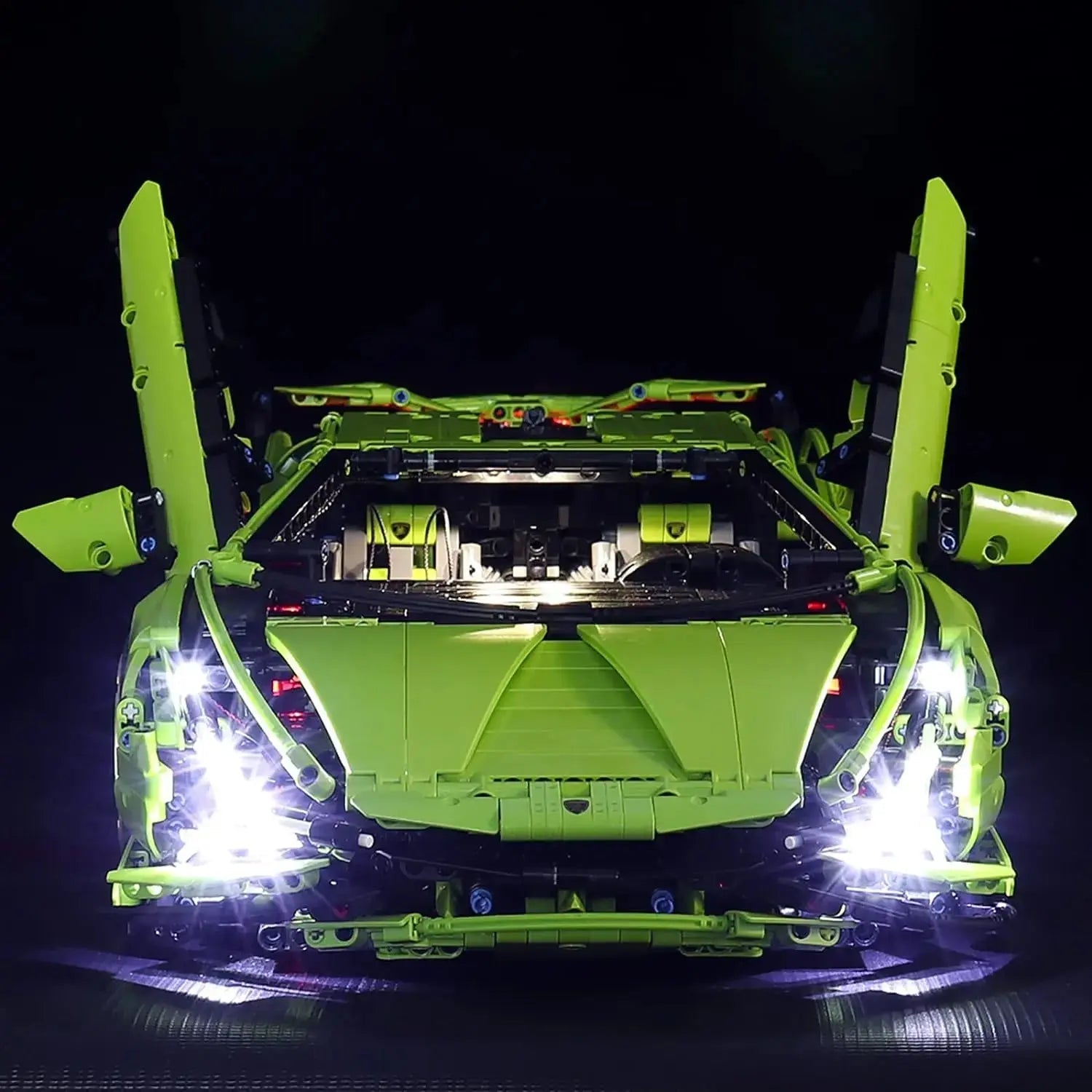 Close-up of LED lights on LEGO Technic Lamborghini Sián FKP 37 #42115