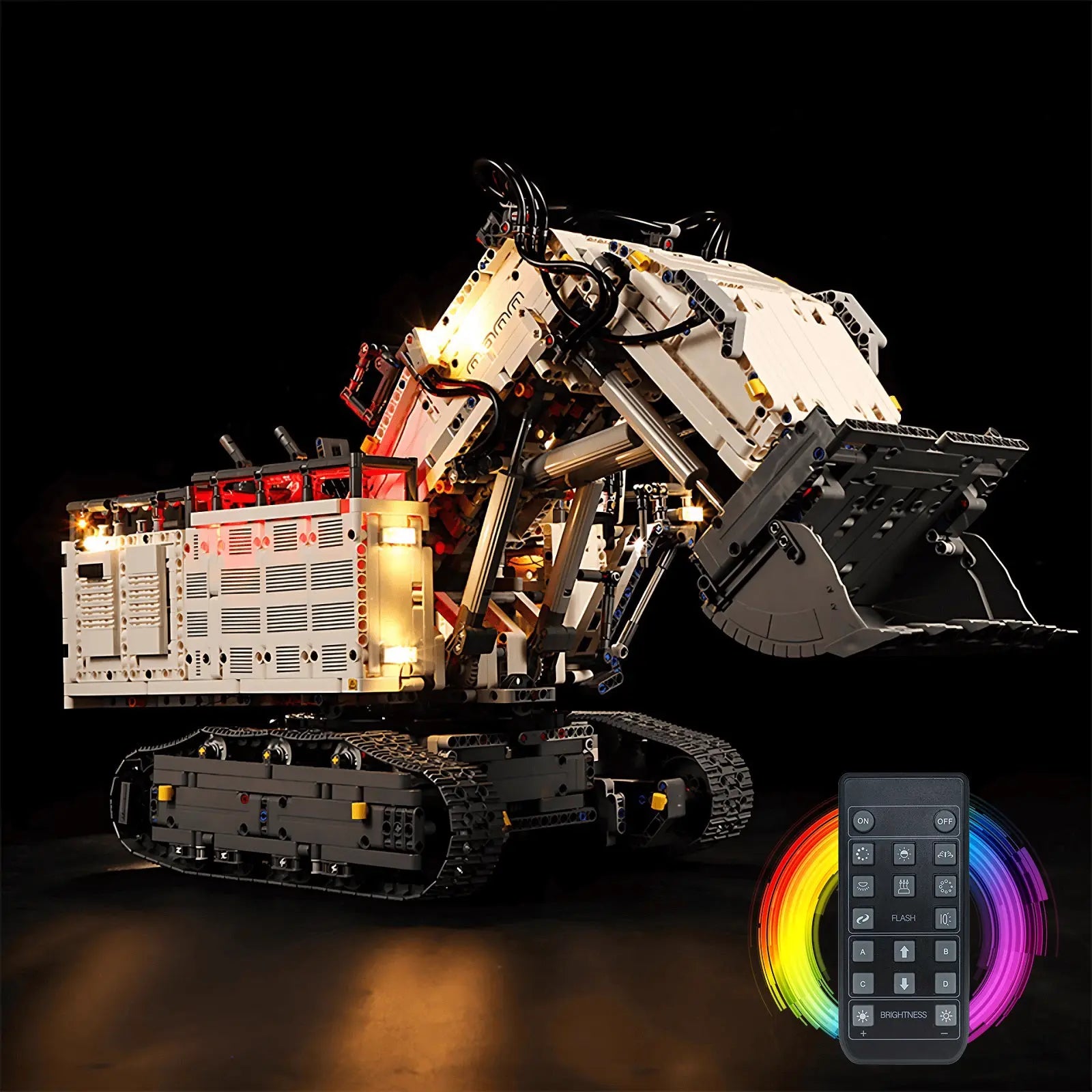 LEGO Technic Liebherr R 9800 Excavator #42100 with LED lights installed