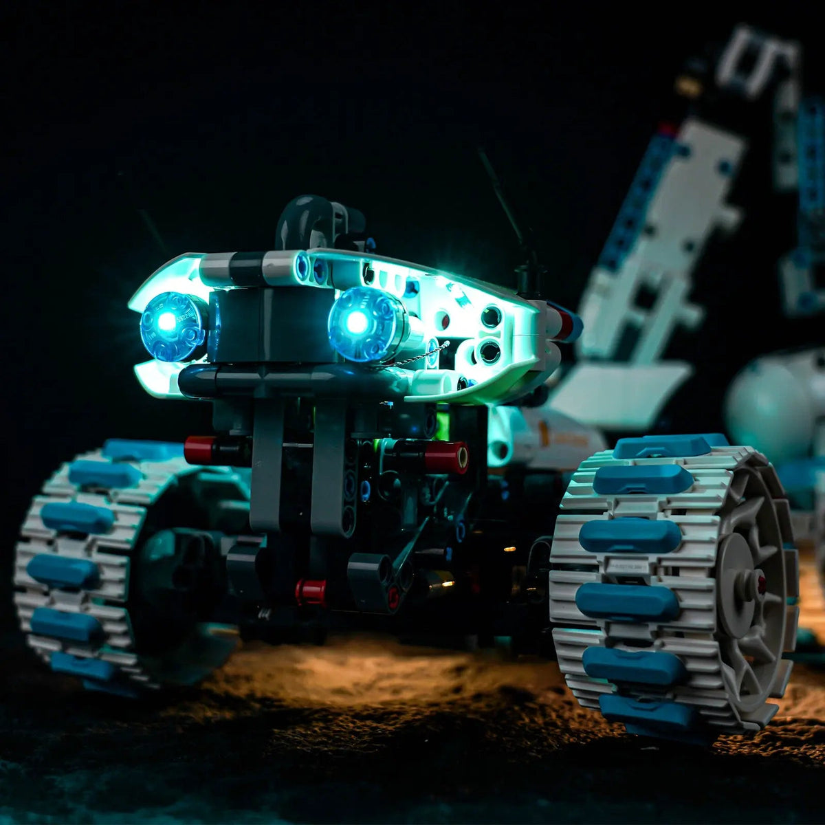 LEGO® Technic Lunar Outpost Moon Rover Space Vehicle #42211 — before-and-after lighting (premium LED light kit)