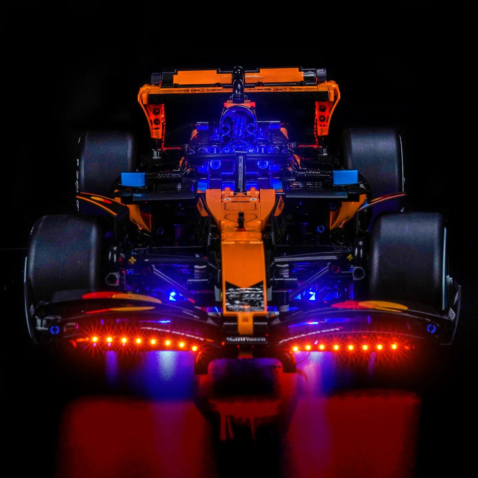 Close-up of LED lights on LEGO Technic McLaren MCL39 F1 Car #42228