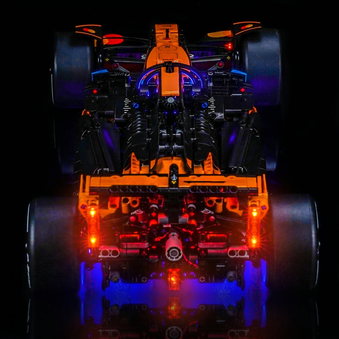 front view fully lit: Bright My Bricks premium LED light kit for LEGO® Technic McLaren MCL39 F1 Car #42228