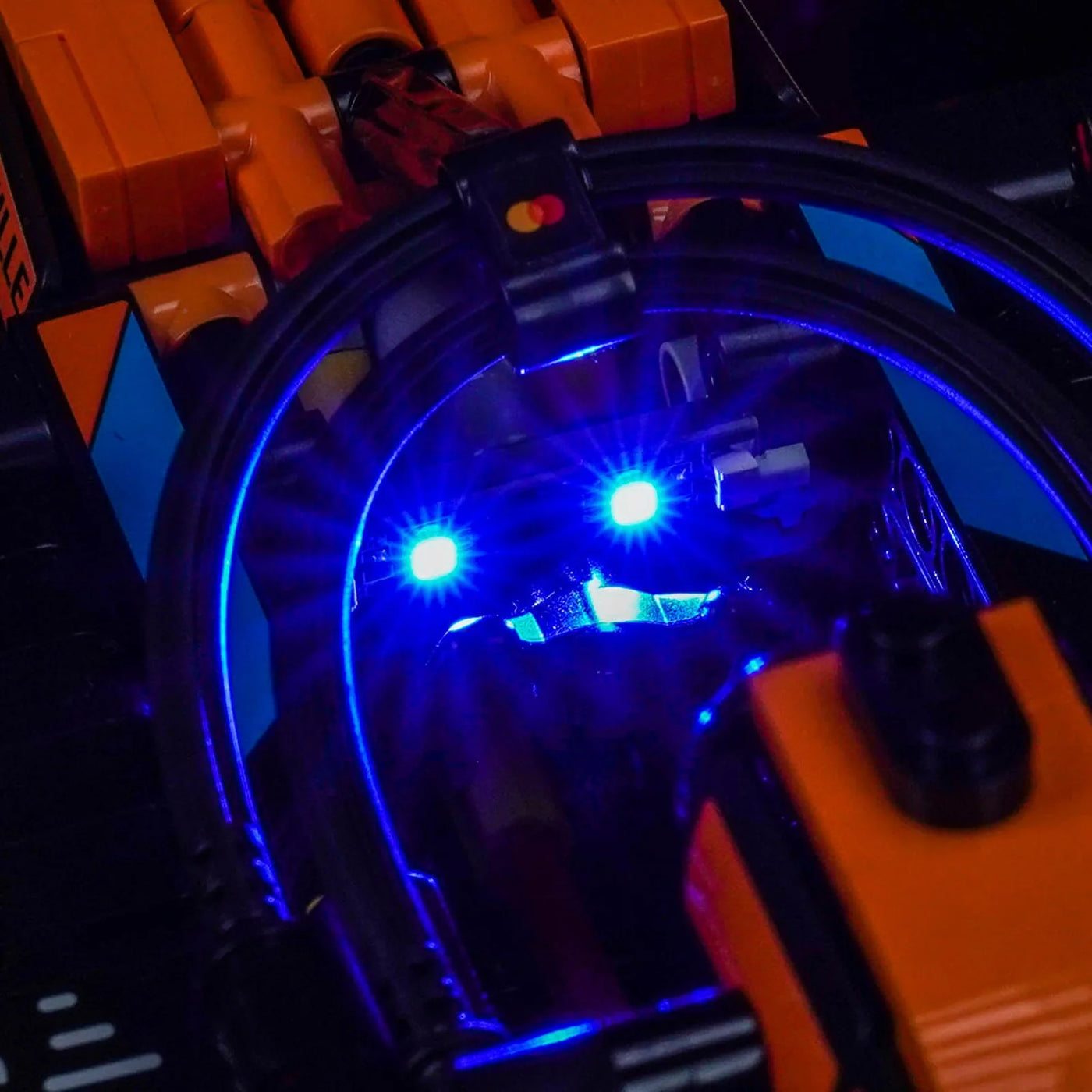 LEGO® Technic McLaren MCL39 F1 Car #42228 illuminated at night, with the RGB LED light kit