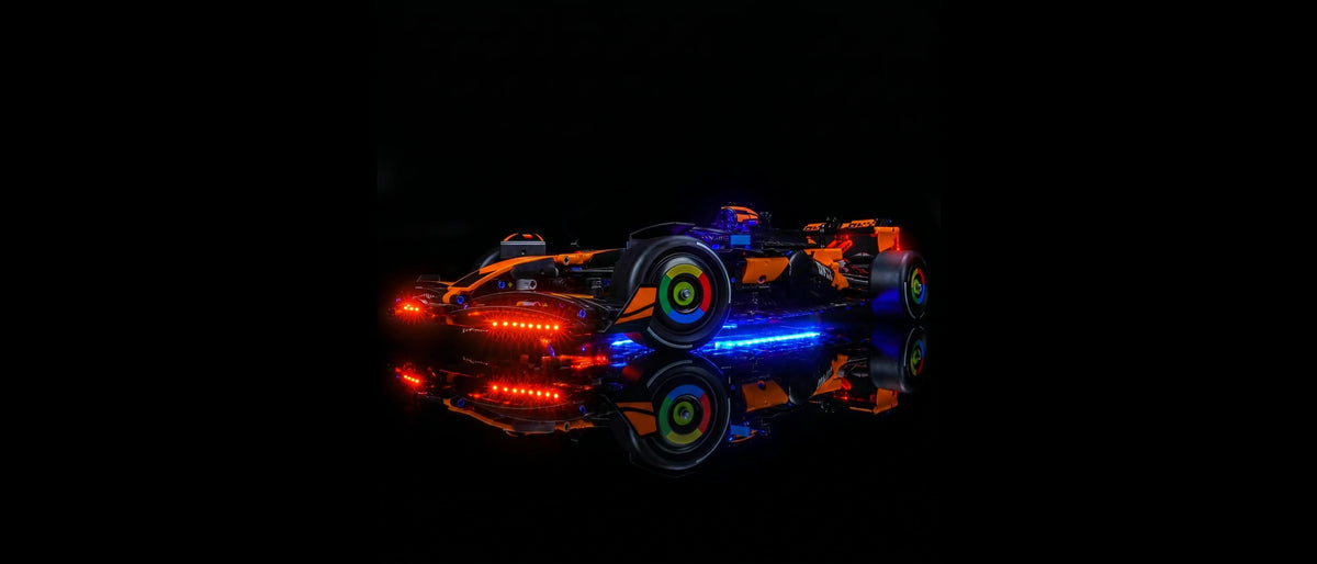 Light Kit for LEGO® Technic McLaren MCL39 F1 Car #42228 — lit with the LED light kit