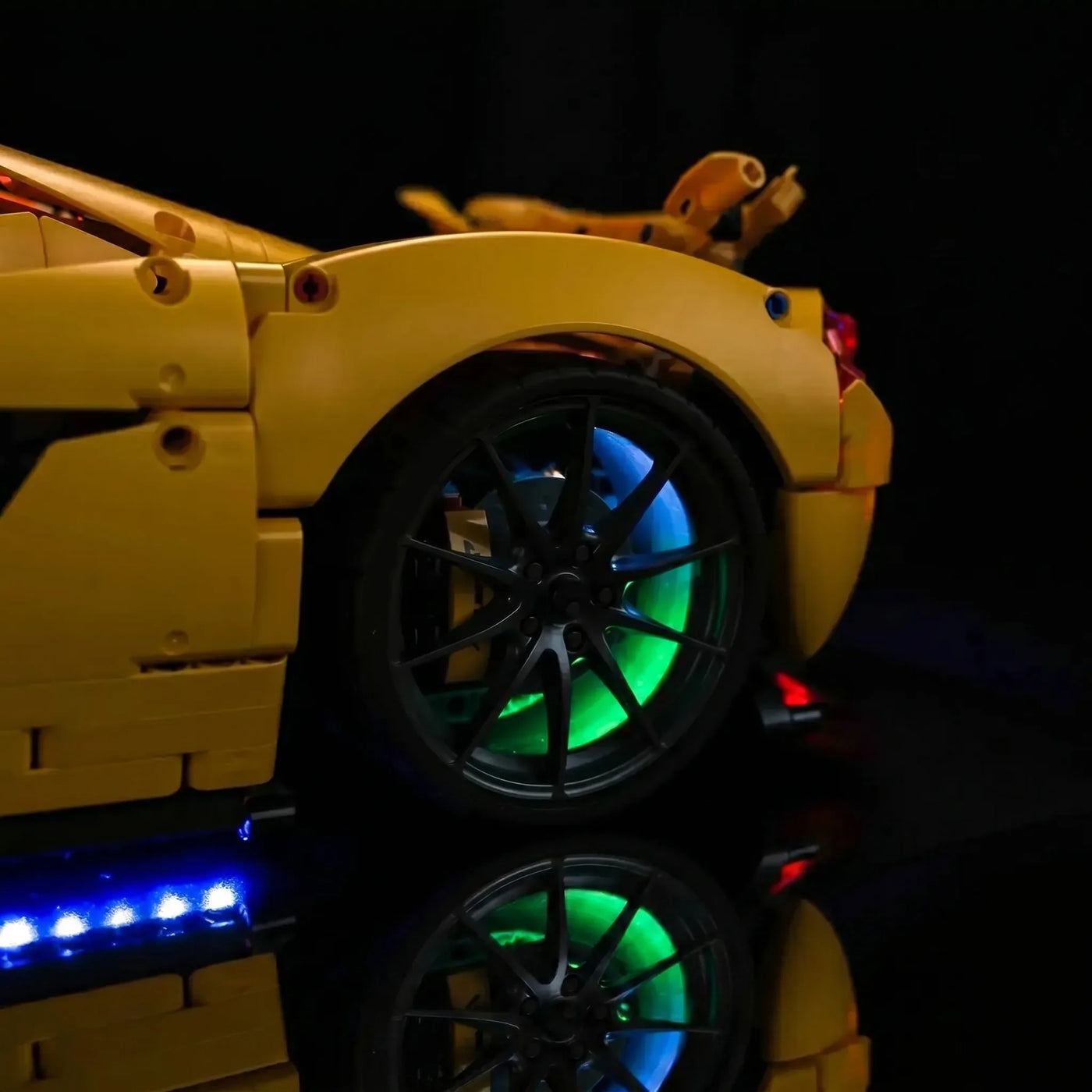 Bright My Bricks RGB LED light kit for LEGO® Technic McLaren P1 #42172 — warm LED glow detail