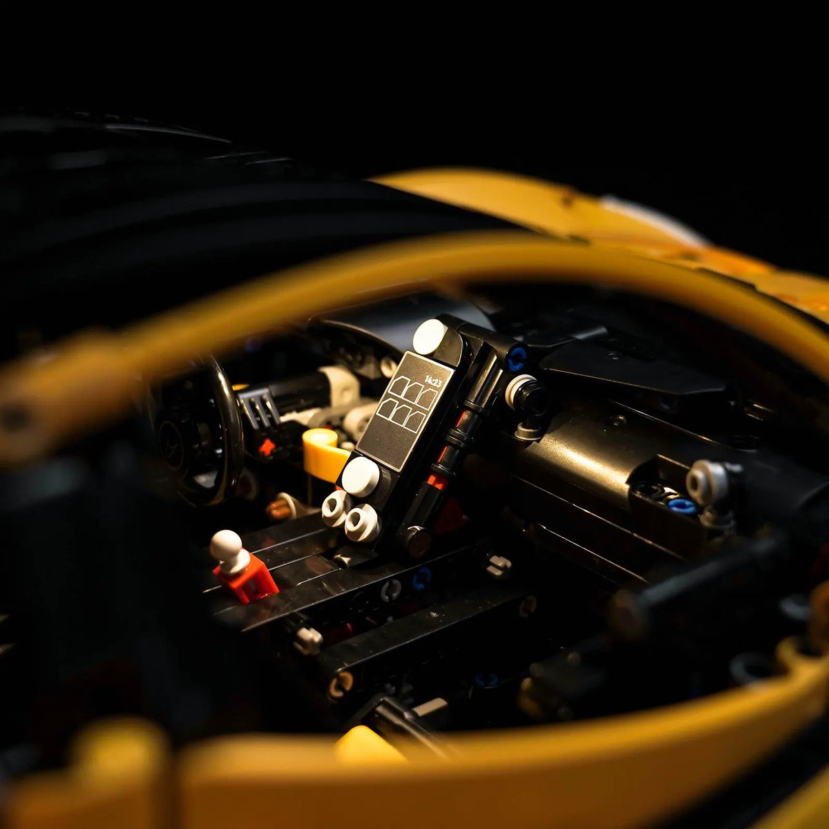 side angle with lights on: Bright My Bricks LED lighting kit for LEGO® Technic McLaren P1 #42172