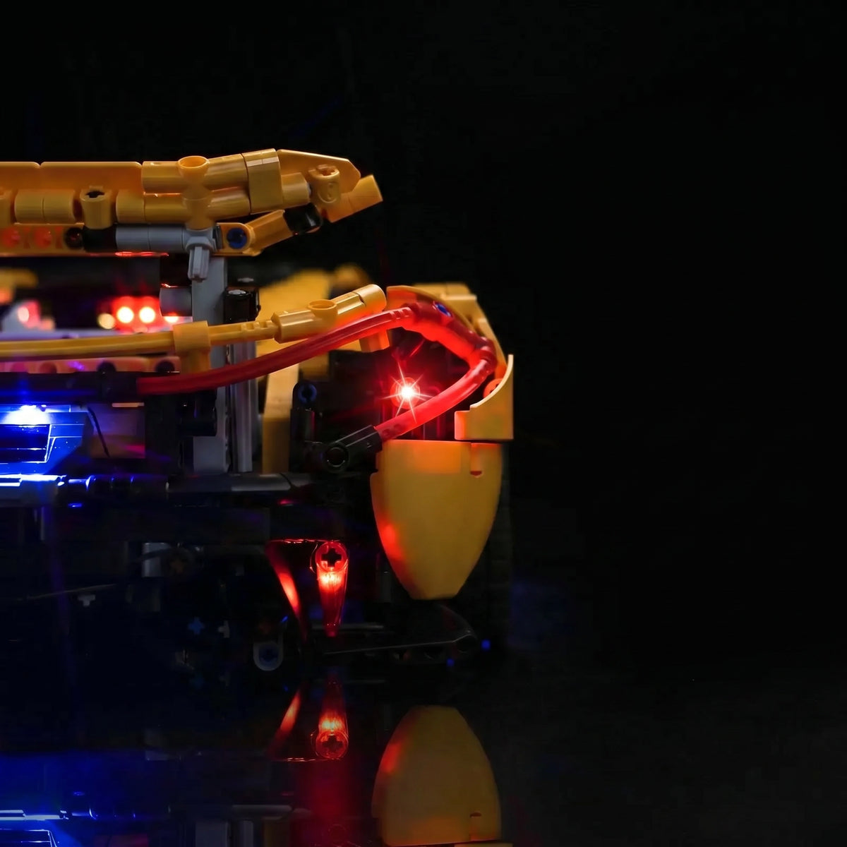 LEGO® Technic McLaren P1 #42172 showcase lighting view, with the premium LED light kit