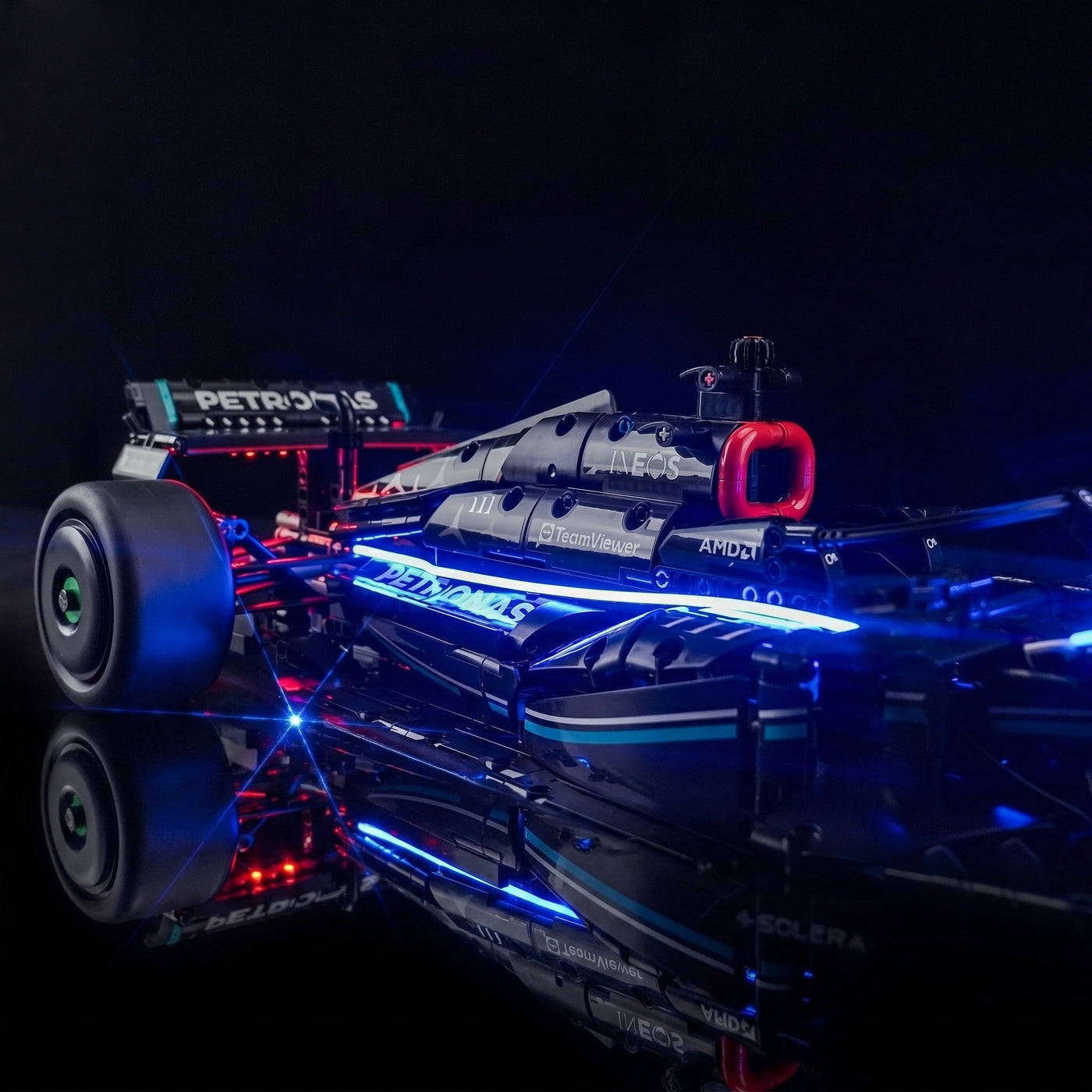 fully illuminated on display: Bright My Bricks light kit for LEGO® Technic Mercedes-AMG F1 W14 E Performance #42171