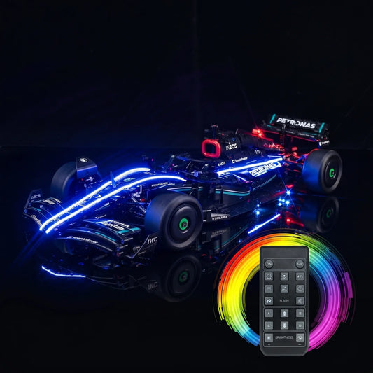 warm LED glow detail: Bright My Bricks custom LED lighting for LEGO® Technic Mercedes-AMG F1 W14 E Performance #42171