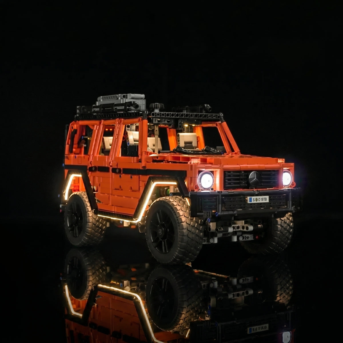LEGO® Technic Mercedes-Benz G 500 PROFESSIONAL Line #42177 — brightened interior detail (RGB LED light kit)