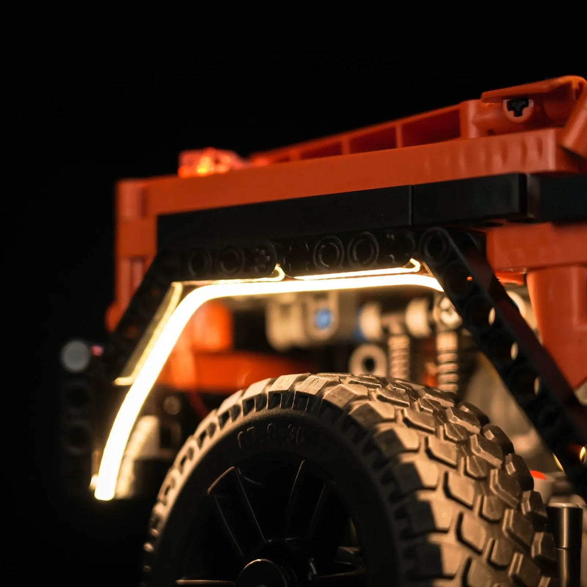 LEGO® Technic Mercedes-Benz G 500 PROFESSIONAL Line #42177 LED strips and bricks detail, with the LED lighting kit