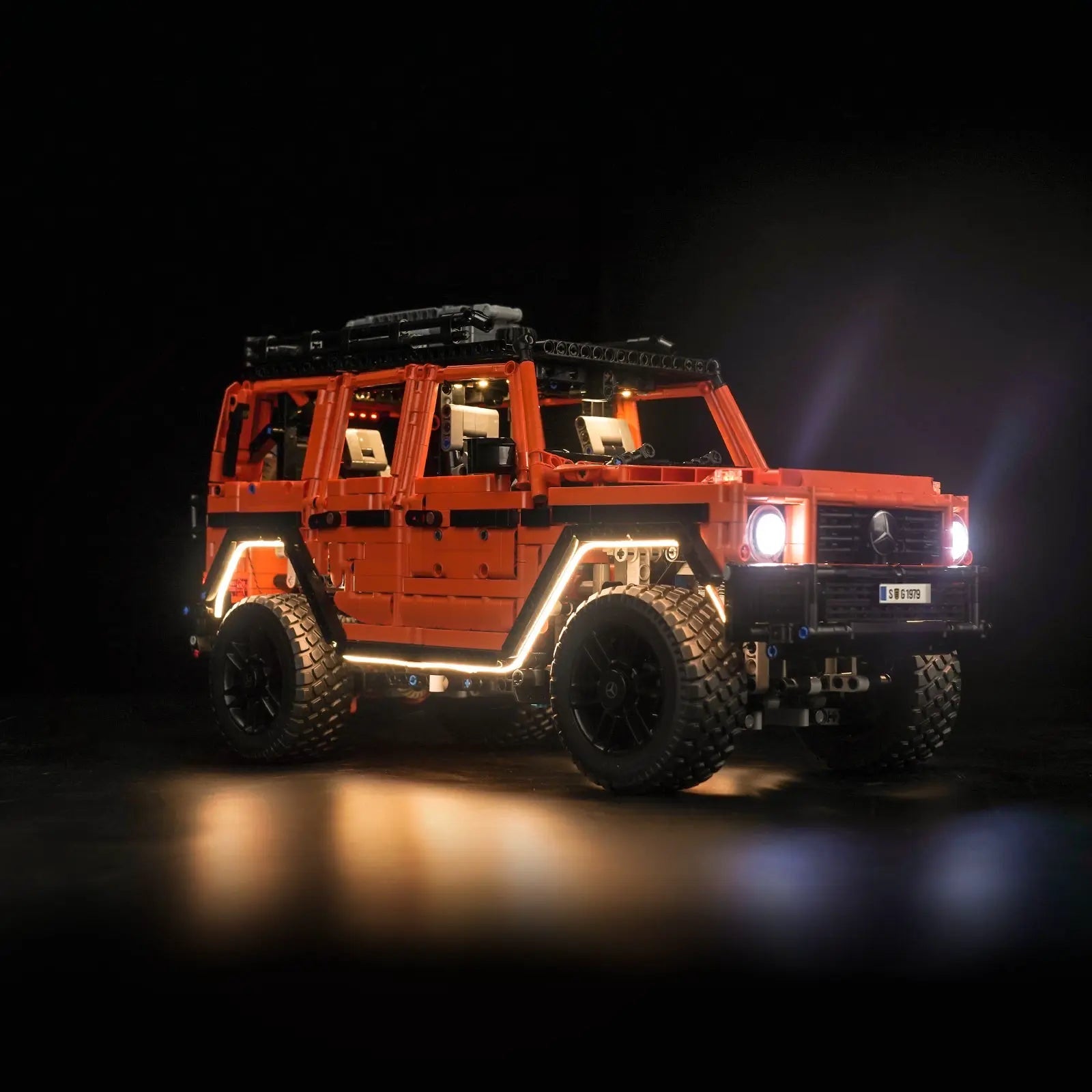 LEGO Technic Mercedes-Benz G 500 PROFESSIONAL Line #42177 lit up - front angle