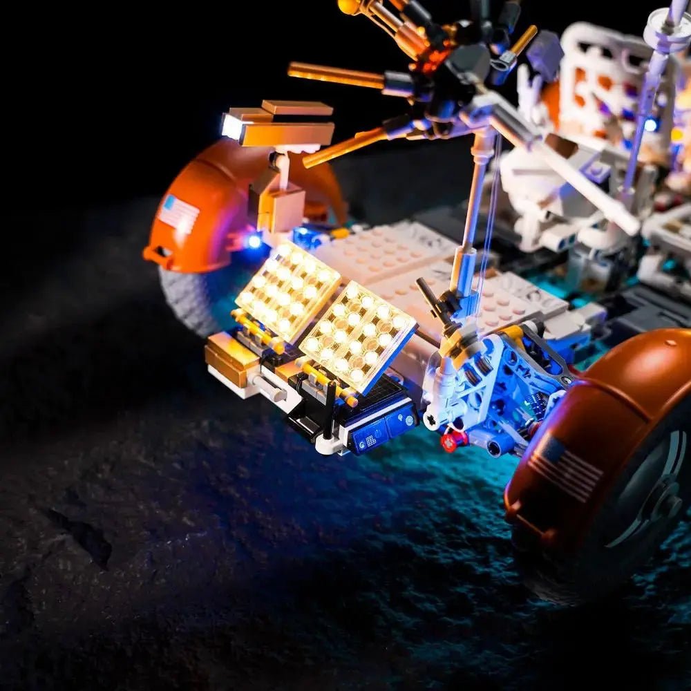 before-and-after lighting: Bright My Bricks LED lights for LEGO® Technic NASA Apollo Lunar Roving Vehicle - LRV #42182