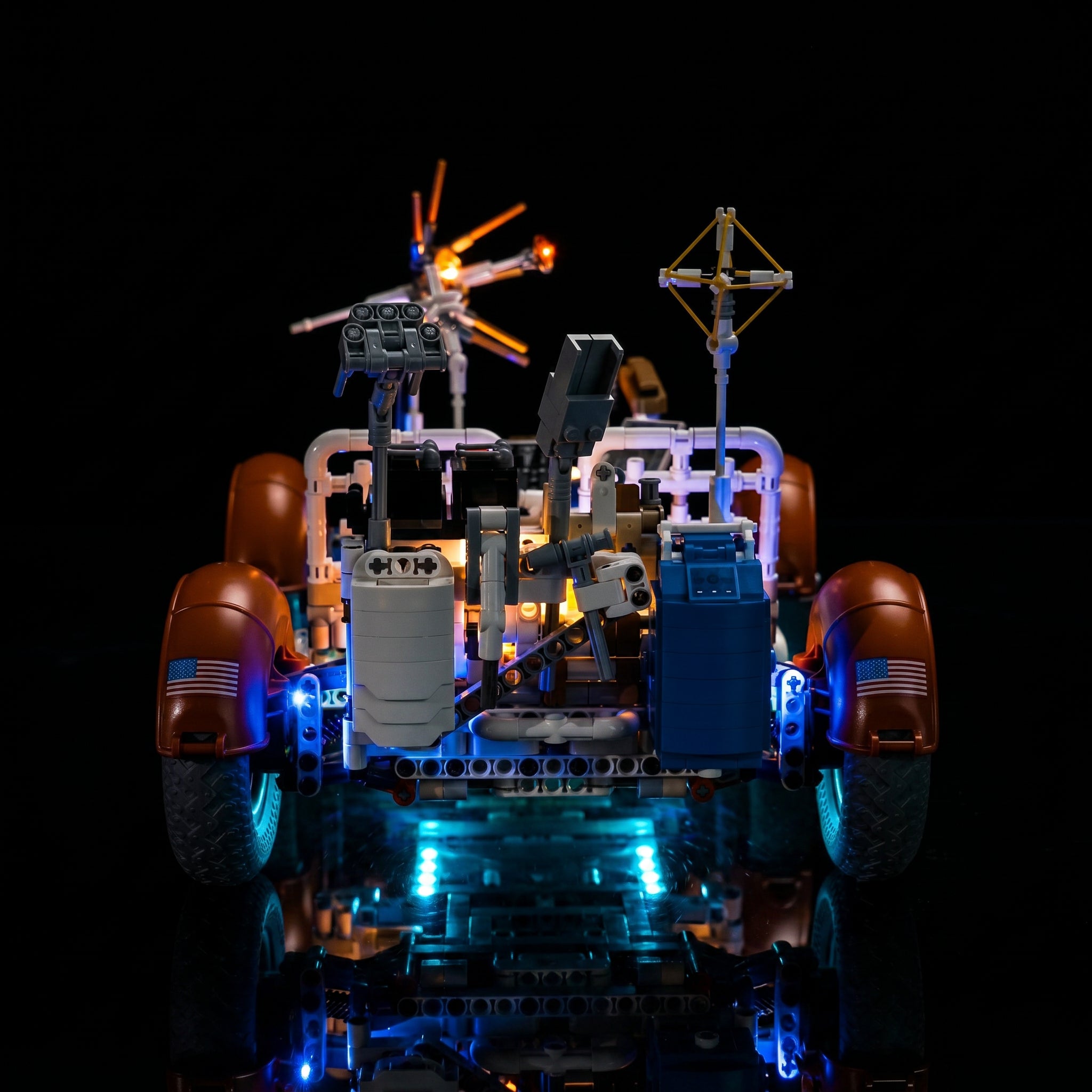 LED lights for LEGO® Technic NASA Apollo Lunar Roving Vehicle - LRV #42182, before-and-after lighting