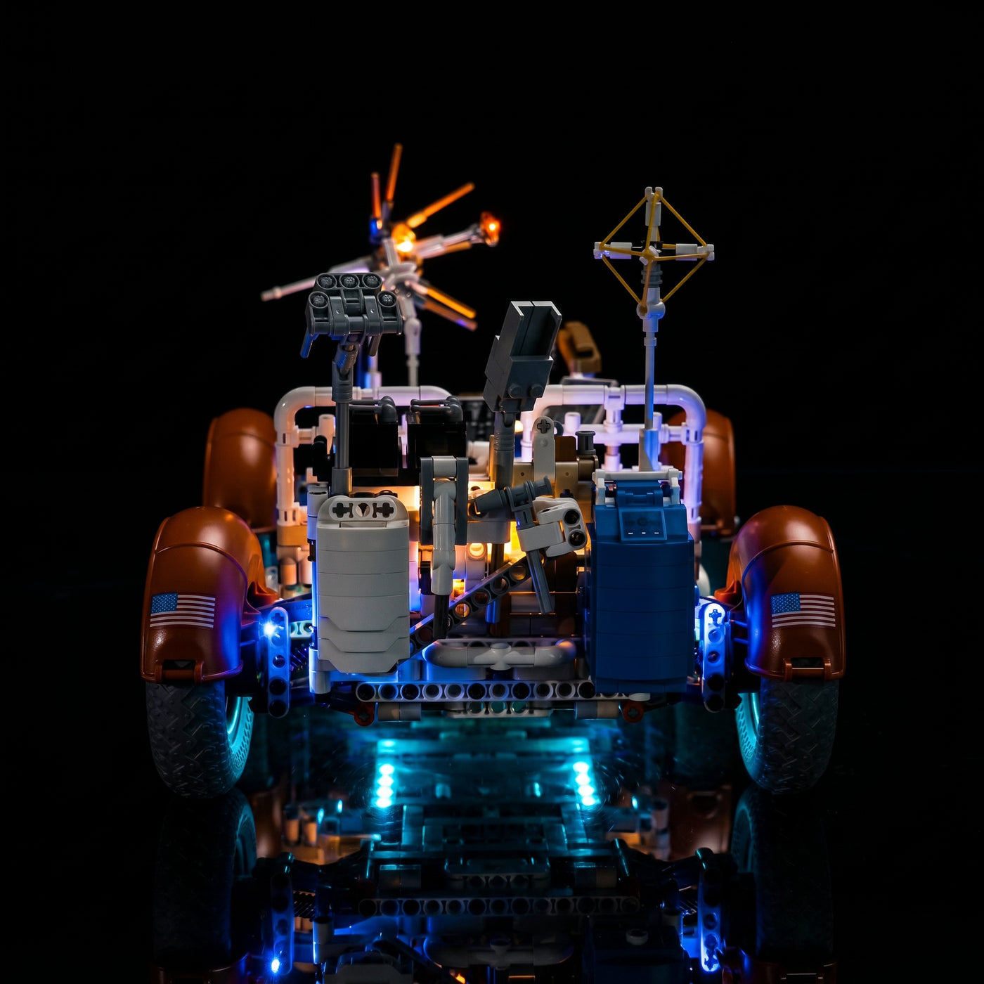 LED lights for LEGO® Technic NASA Apollo Lunar Roving Vehicle - LRV #42182, before-and-after lighting