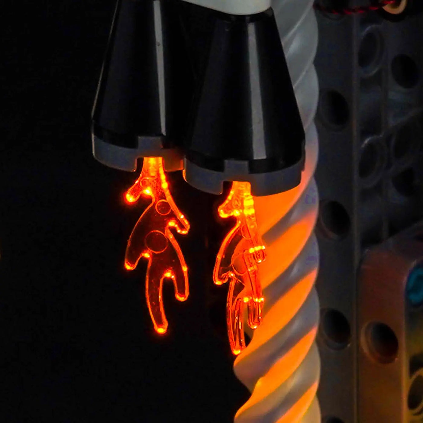 LED light kit for LEGO® Technic NASA Artemis Space Launch System Rocket #42221, fully illuminated on display