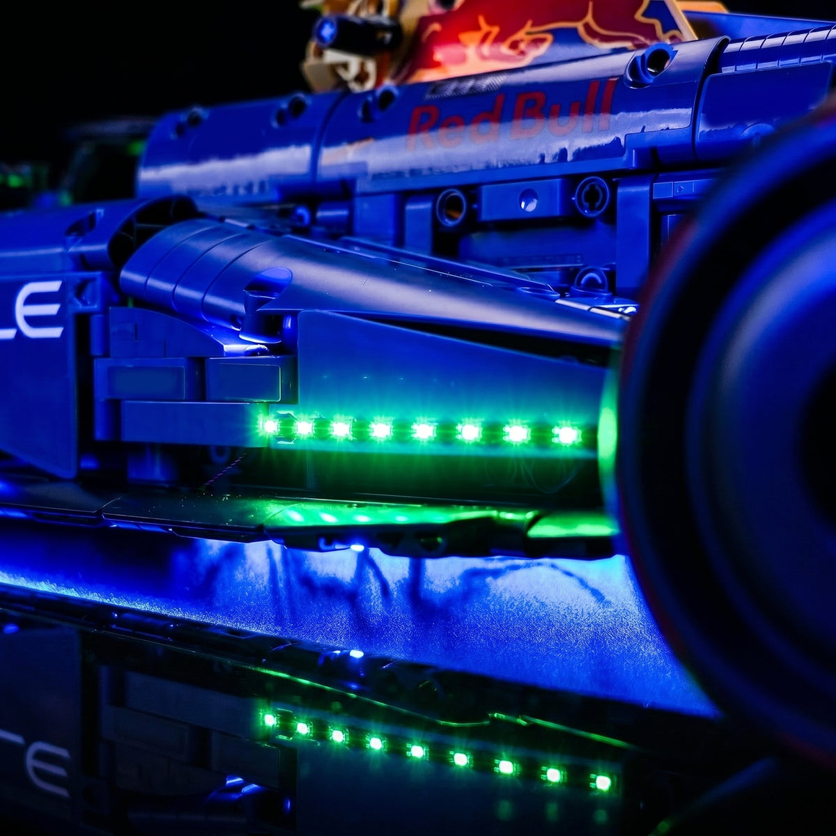warm LED glow detail: Bright My Bricks USB-powered LED light kit for LEGO® Technic Oracle Red Bull Racing RB20 F1 Car #42206