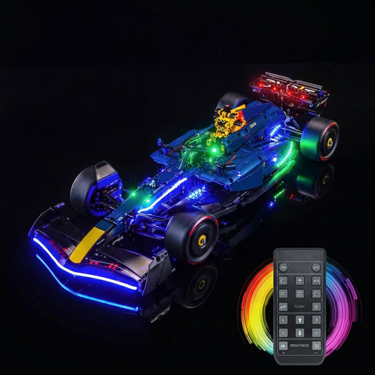 brightened interior detail: Bright My Bricks custom LED lighting for LEGO® Technic Oracle Red Bull Racing RB20 F1 Car #42206