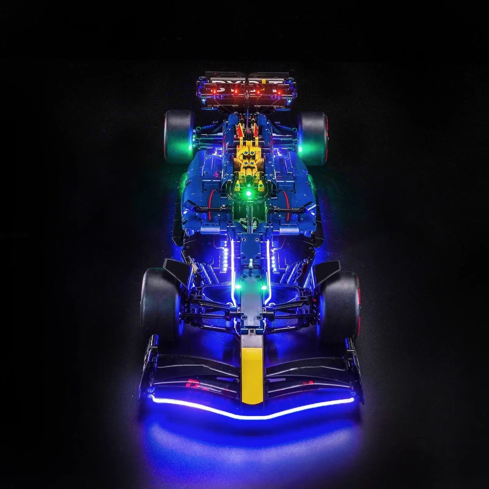 Close-up of LED lights on LEGO Technic Oracle Red Bull Racing RB20 F1 Car #42206