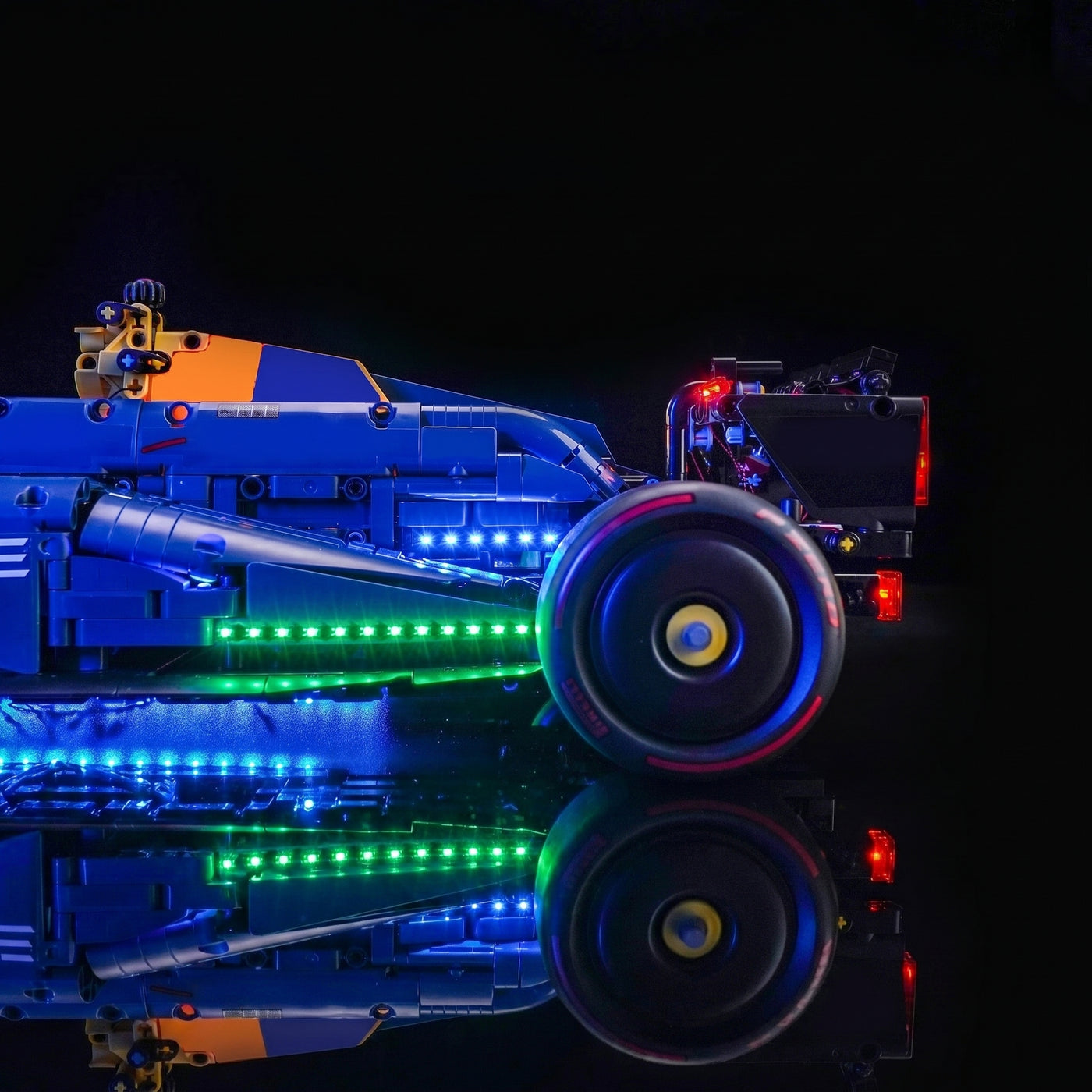 LEGO® Technic Oracle Red Bull Racing RB20 F1 Car #42206 — night-mode display glow (USB-powered LED light kit)
