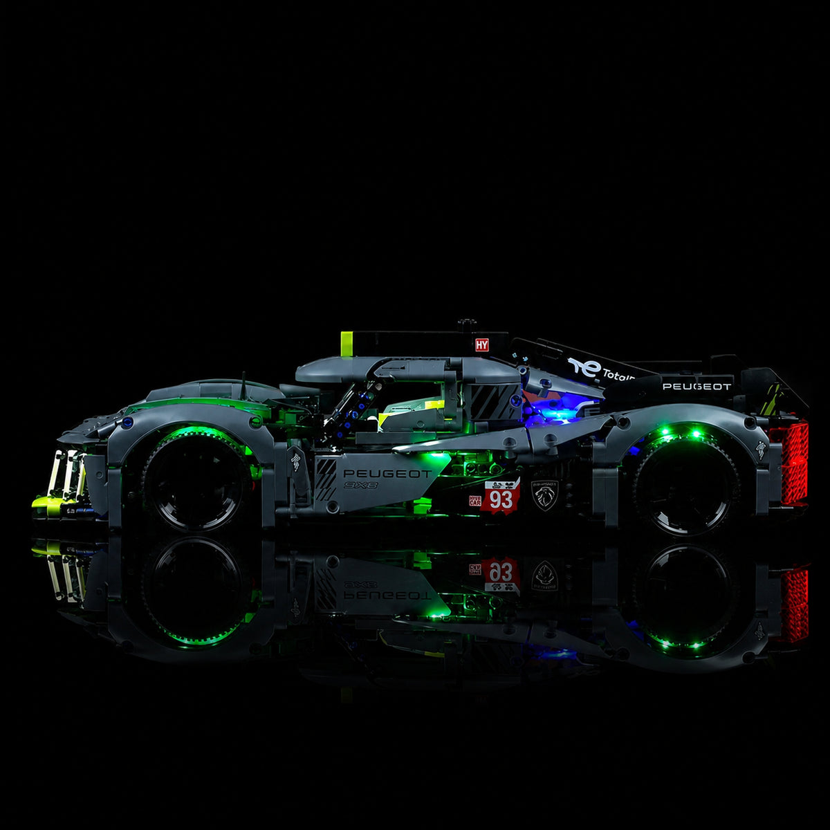 LEGO® Technic Peugeot 24H Le Mans Hybrid Hypercar #42156 — LED kit powered on (light kit)