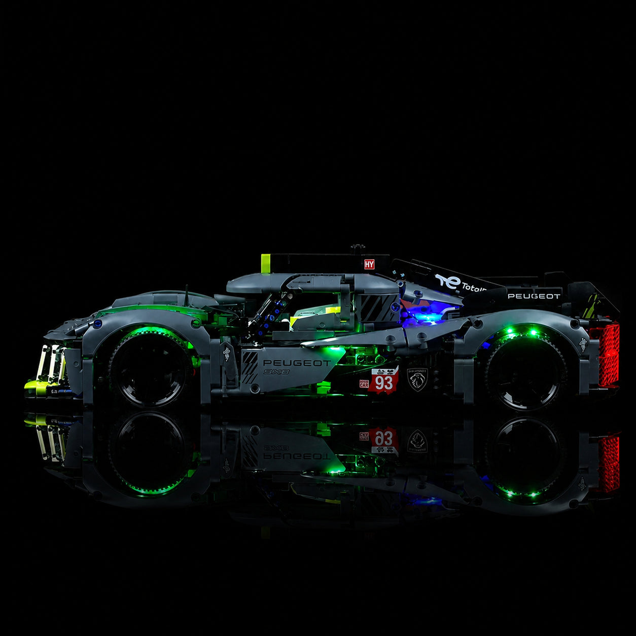 LEGO® Technic Peugeot 24H Le Mans Hybrid Hypercar #42156 — LED kit powered on (light kit)