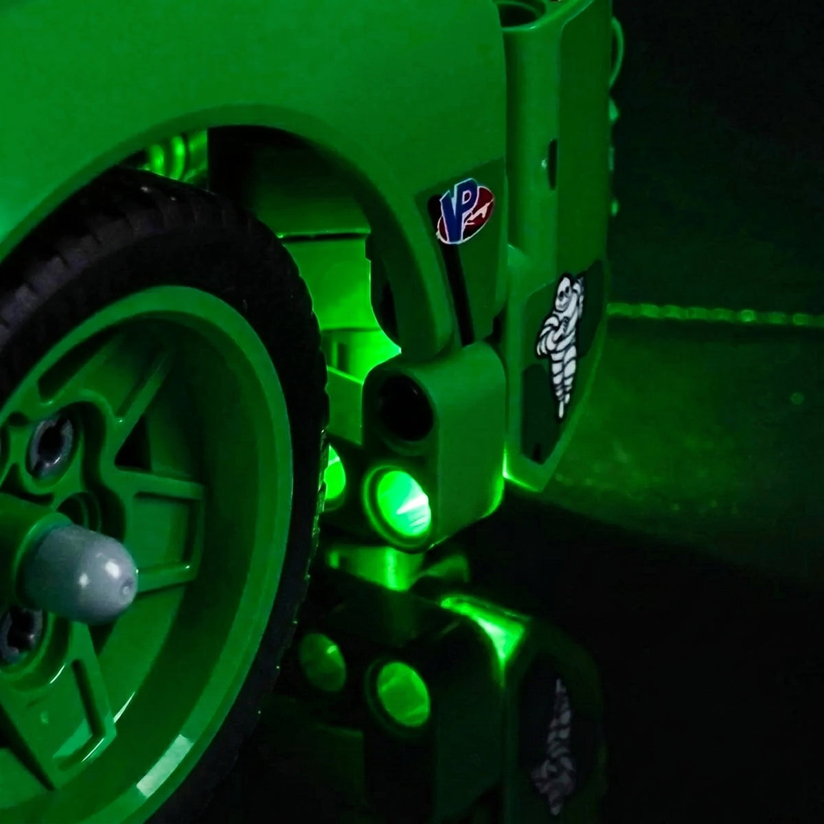 DIY LED light kit for LEGO® Technic Porsche 911 GT3 R REXY AO Racing Car #42224, showcase lighting view