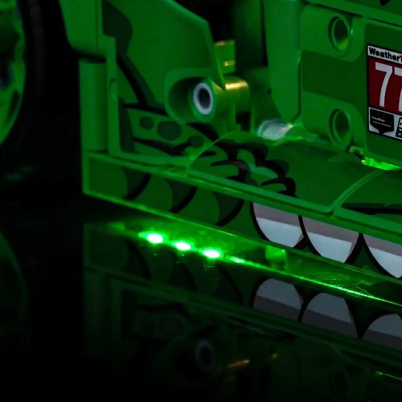 installed and glowing: Bright My Bricks LED light kit for LEGO® Technic Porsche 911 GT3 R REXY AO Racing Car #42224