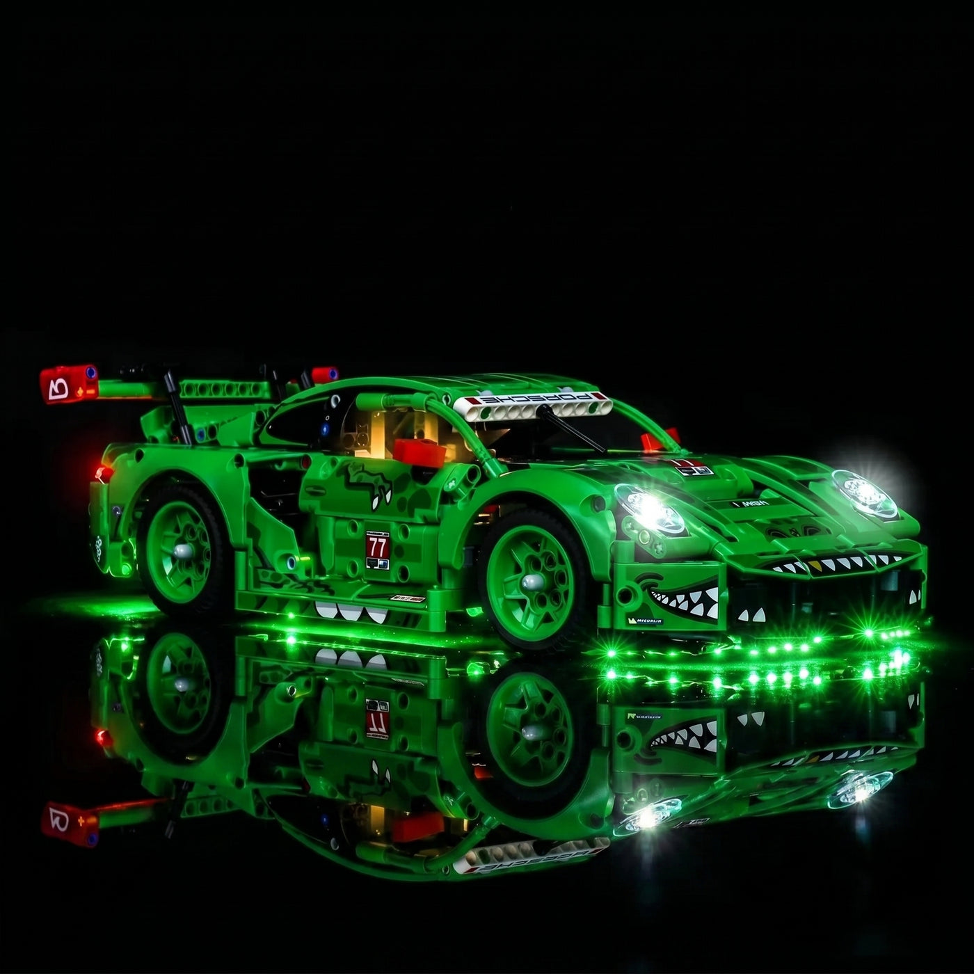 LEGO® Technic Porsche 911 GT3 R REXY AO Racing Car #42224 — LED strips and bricks detail (LED light kit)