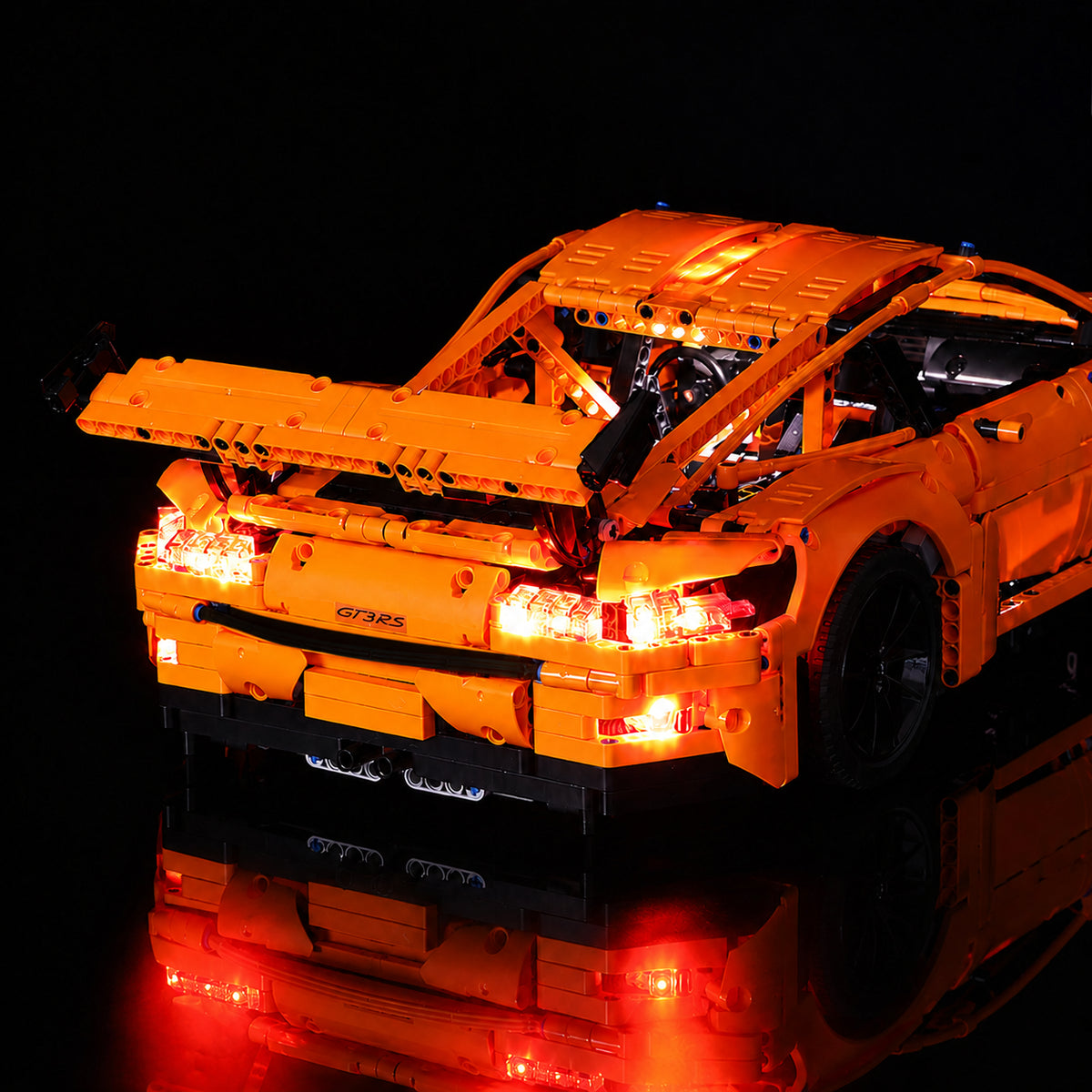 warm LED glow detail: Bright My Bricks custom LED lighting for LEGO® Technic Porsche 911 GT3 RS #42056